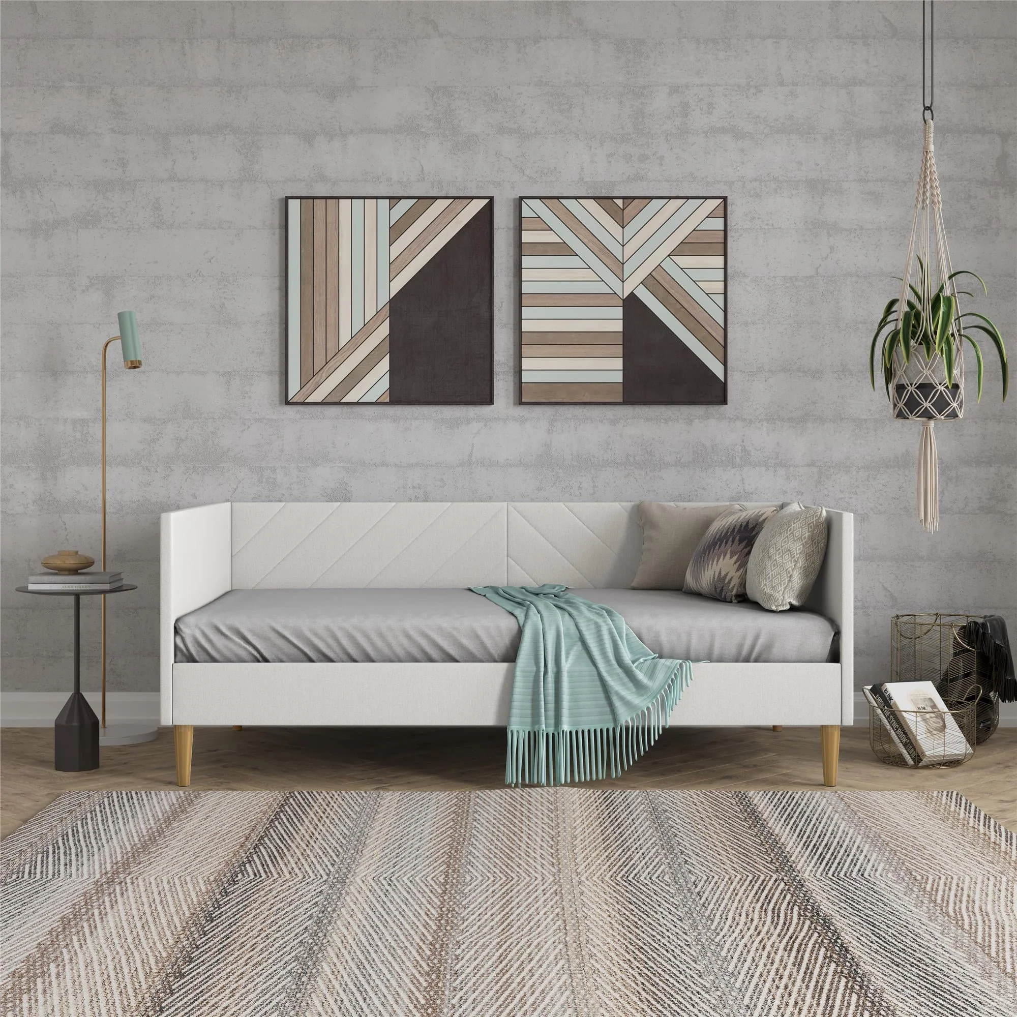DHP Alicent Mid-Century Upholstered Daybed Frame, Twin Size, Gray Linen