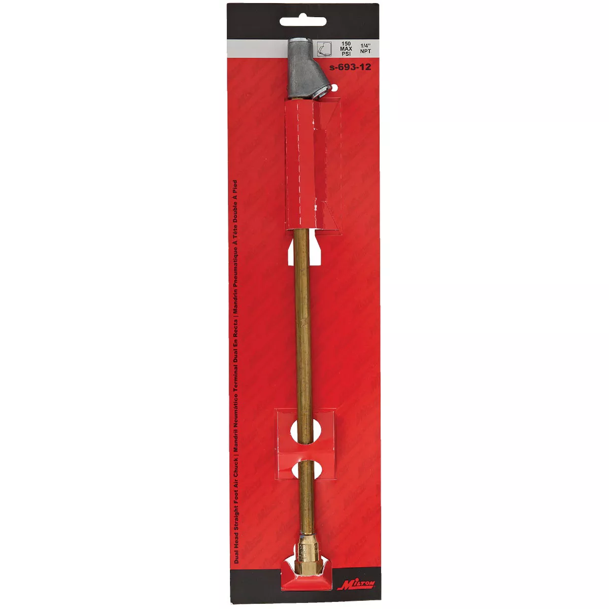 Milton 1/4 In. FNPT 150 psi Straight Foot Dual Head with Extended Reach Air Chuck