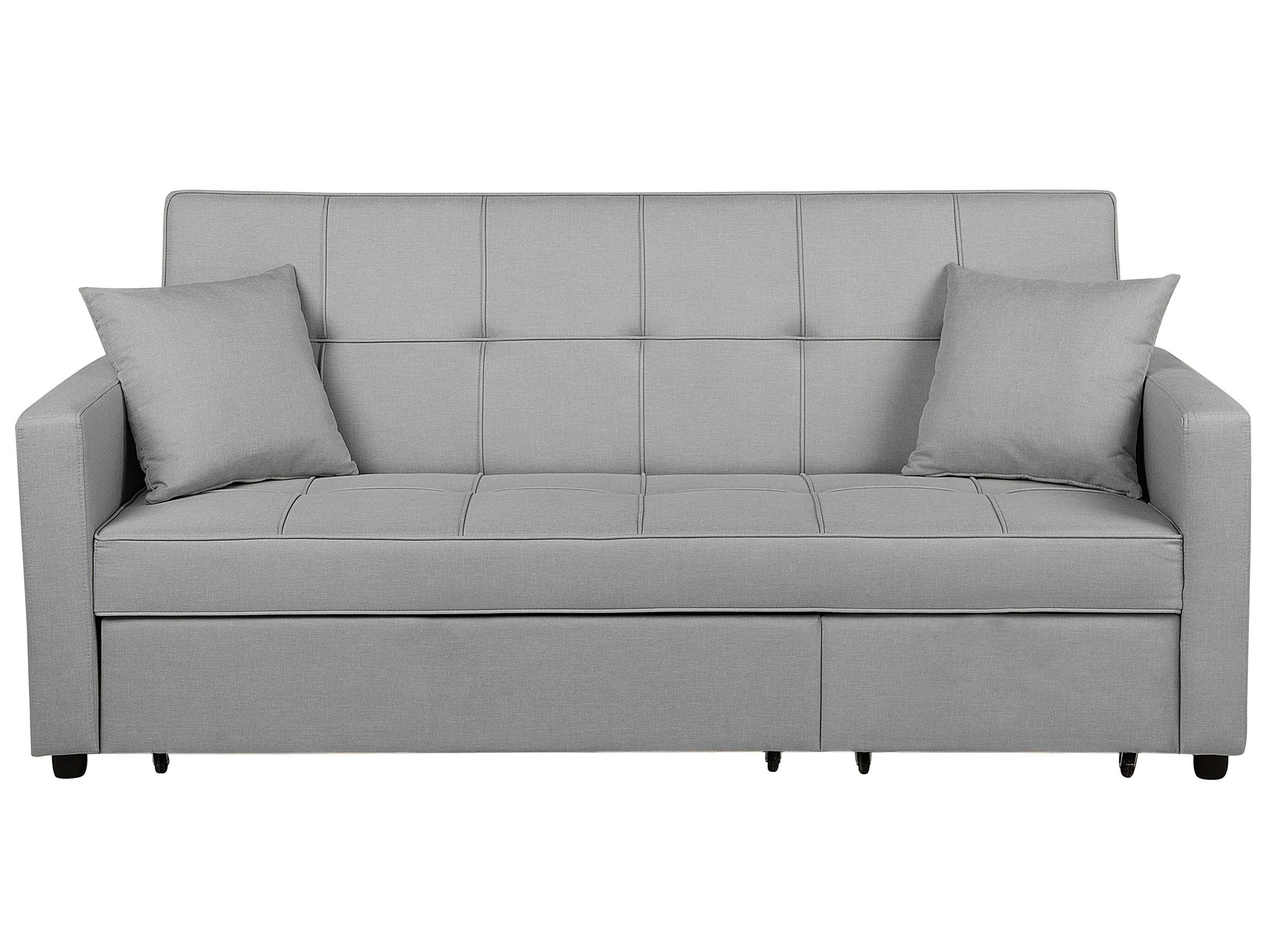 Sofa Bed 3 Seater GLOMMA Fabric Light Grey
