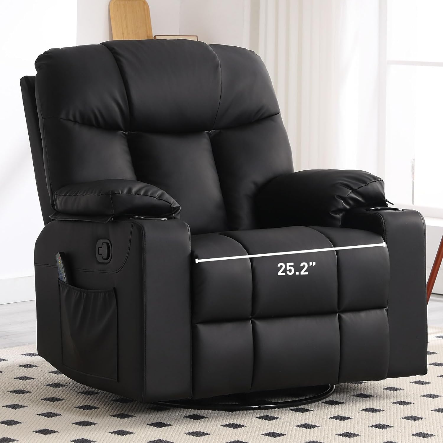 Bonzy Home Oversized Swivel Rocker Recliner, 40