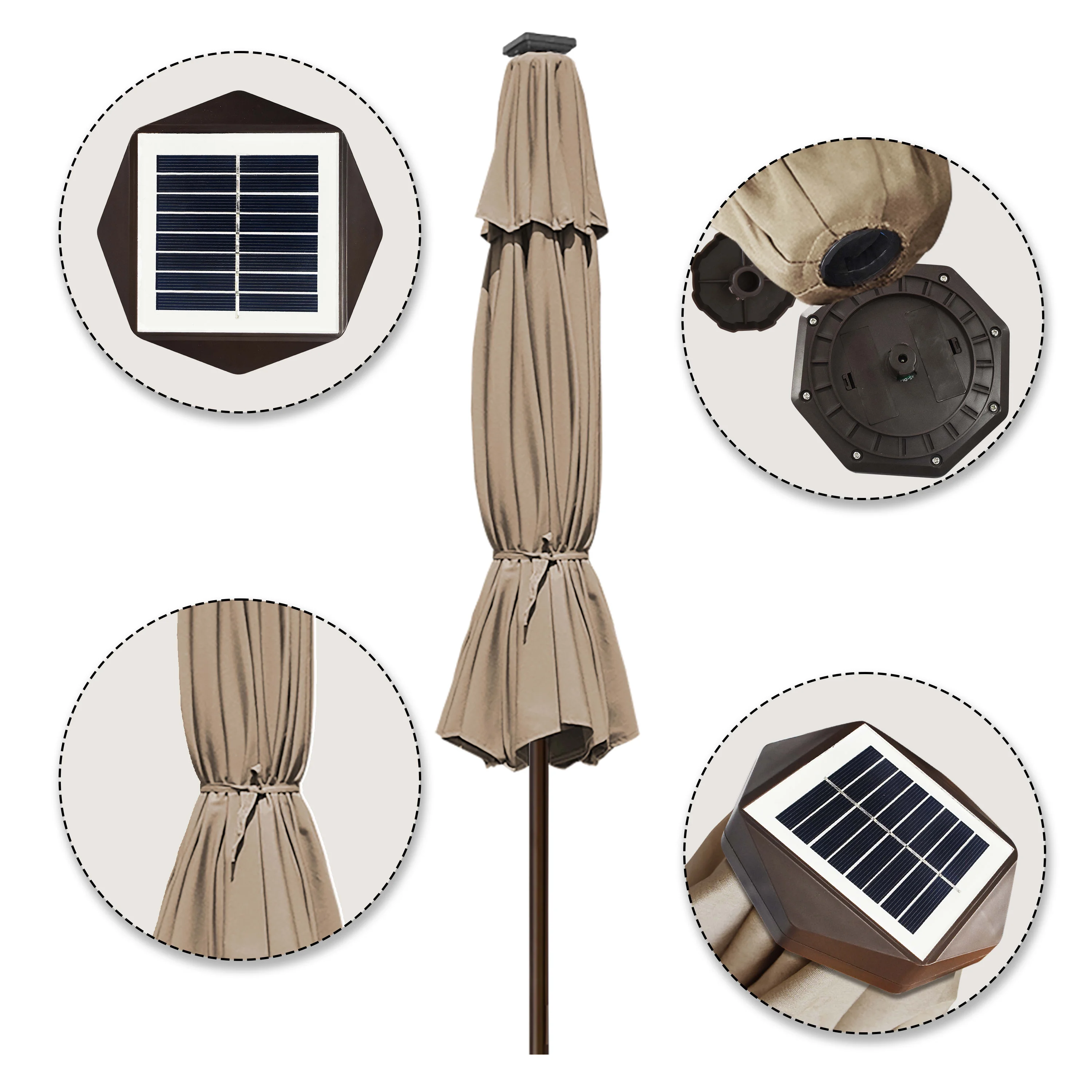 EliteShade Sunbrella Solar Umbrellas 9ft Market Umbrella with 80 LED Lights Patio Umbrellas Outdoor Table Umbrella with Ventilation and 5 Years Non-Fading Top,Ruby - Image 35