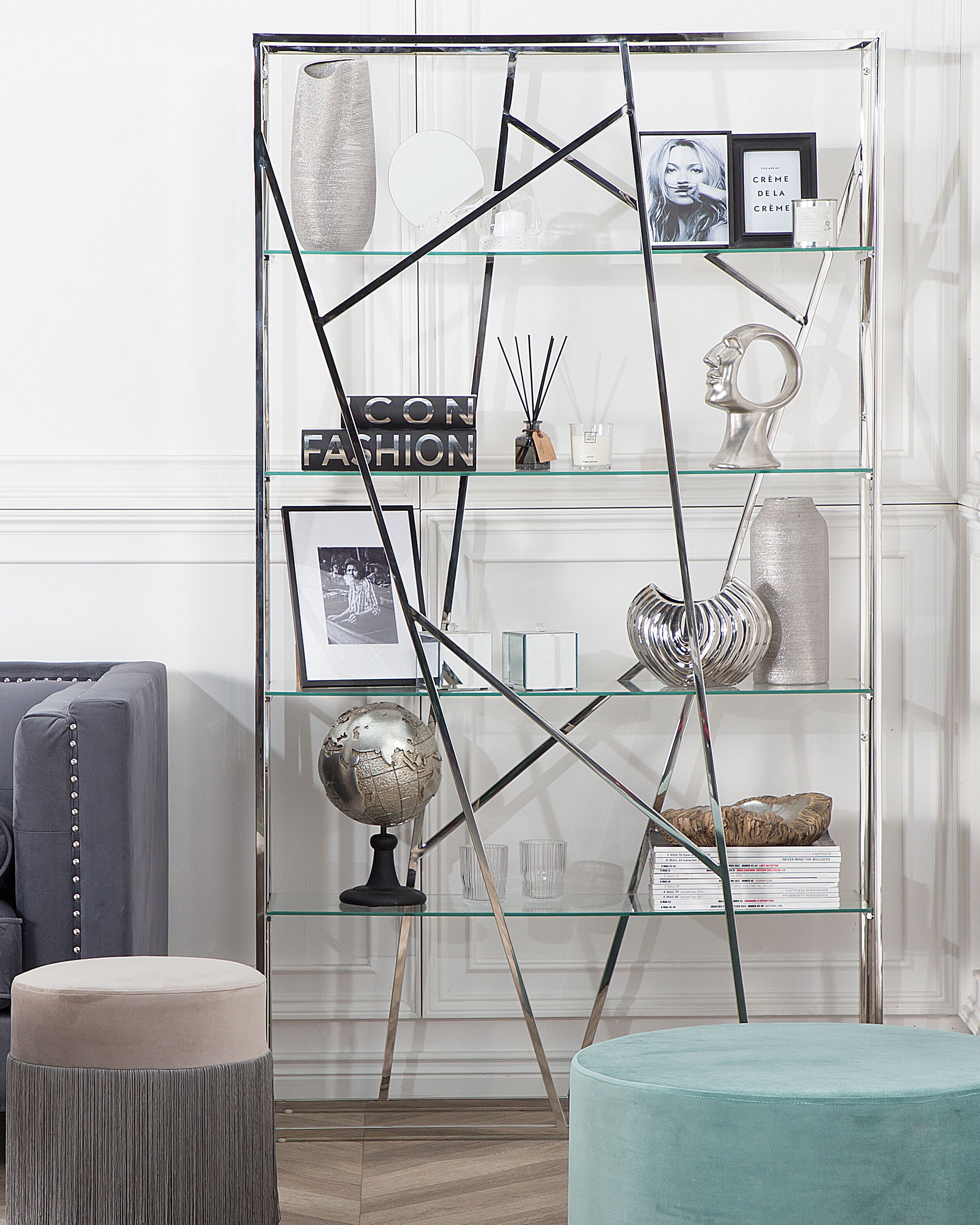4 Tier Shelving Unit HOXIE Metal 175 cm Silver