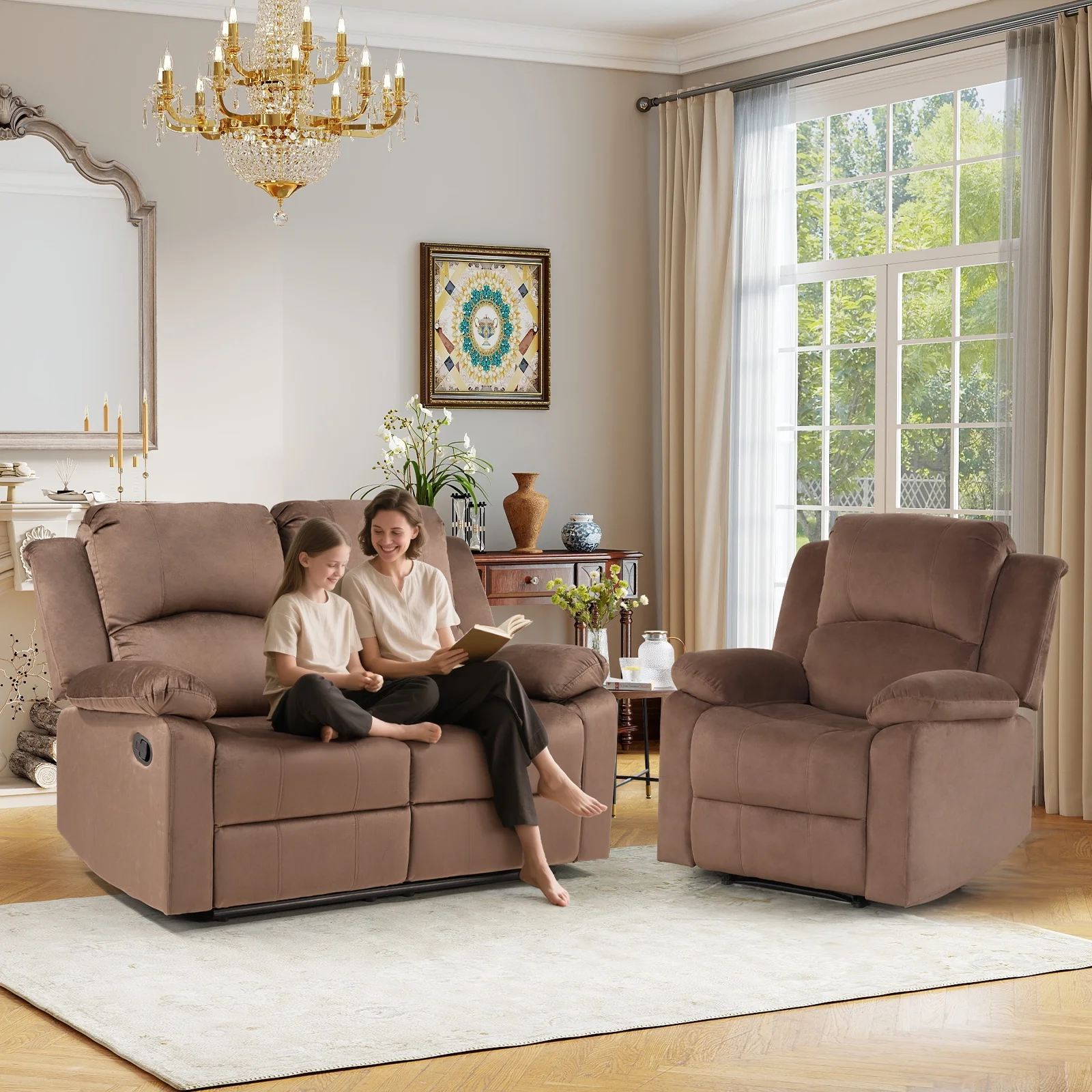 Bonzy Home Recliner Chair with Soft Padded Headrest and Armrest, Theater Reclining Chair Sofa for Living Room and Bedroom - Image 12