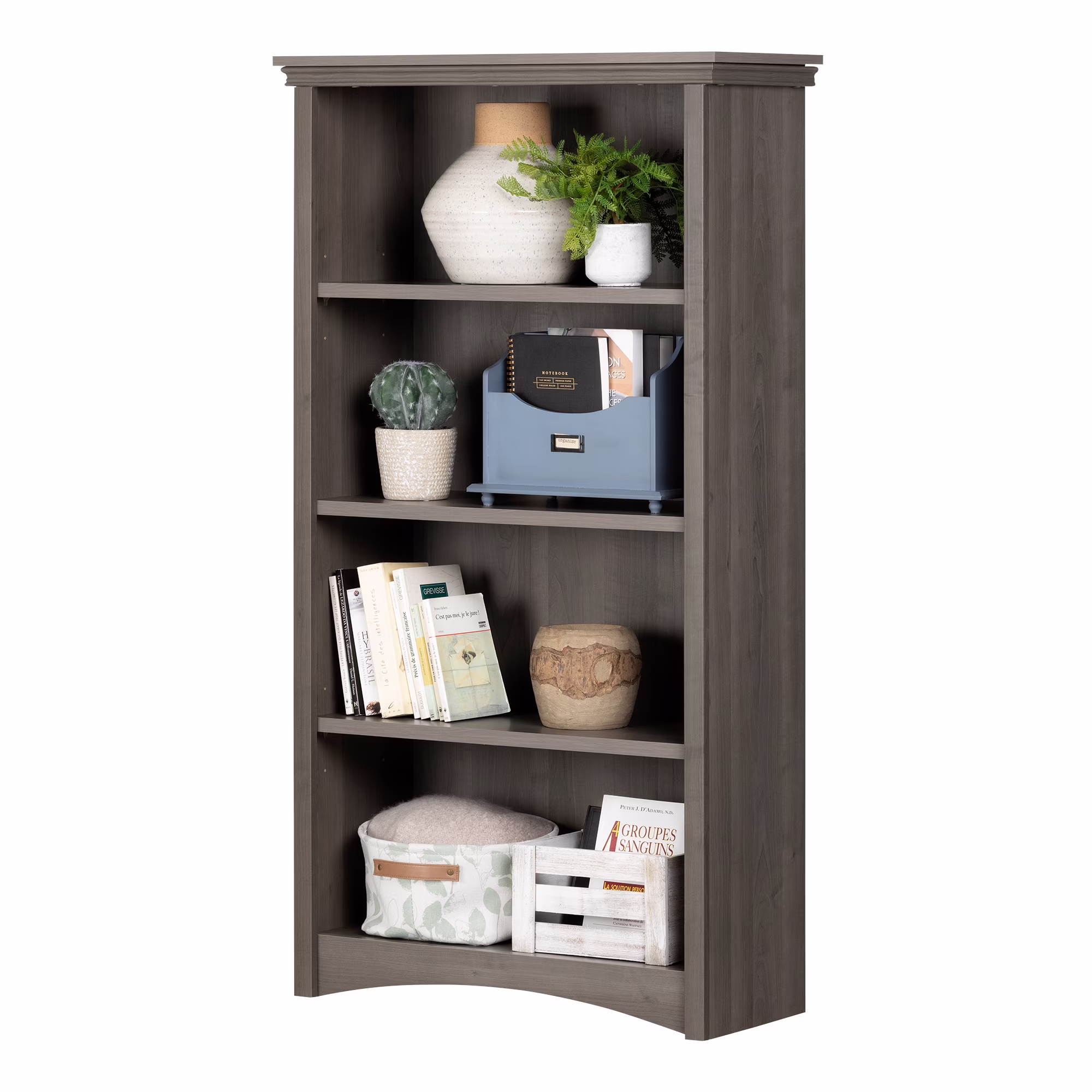 Gascony 4-Shelf Bookcase-Rubbed Black-South Shore - Image 5