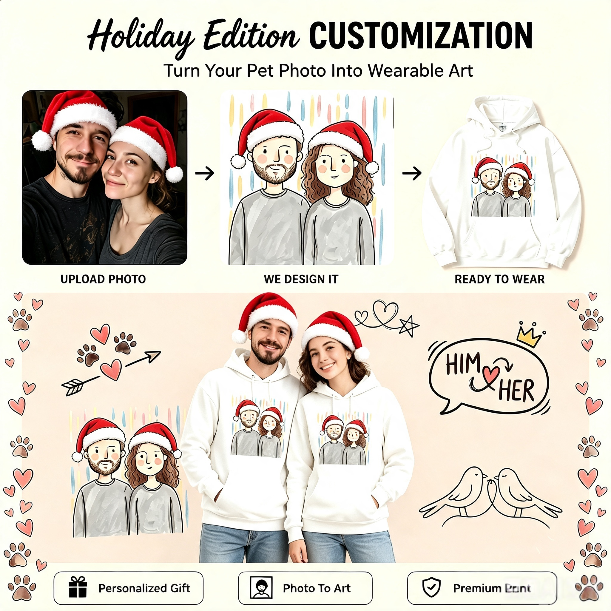 Holiday Edition | Custom Solid Color Holiday Photo Hoodie