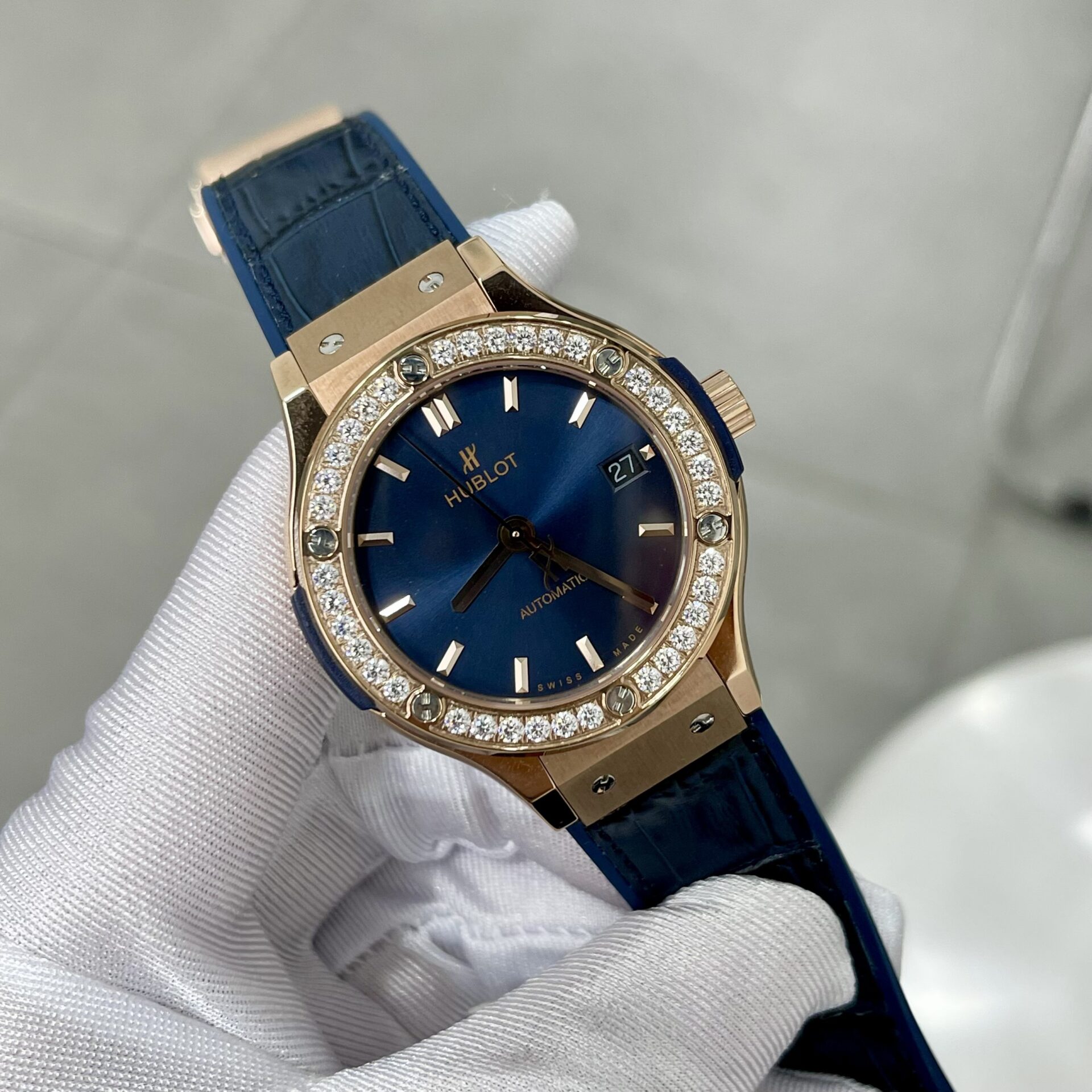 Hublot Classic Fusion King Gold Blue Replica Watch HB Factory 38mm - Elite Watch Atelier