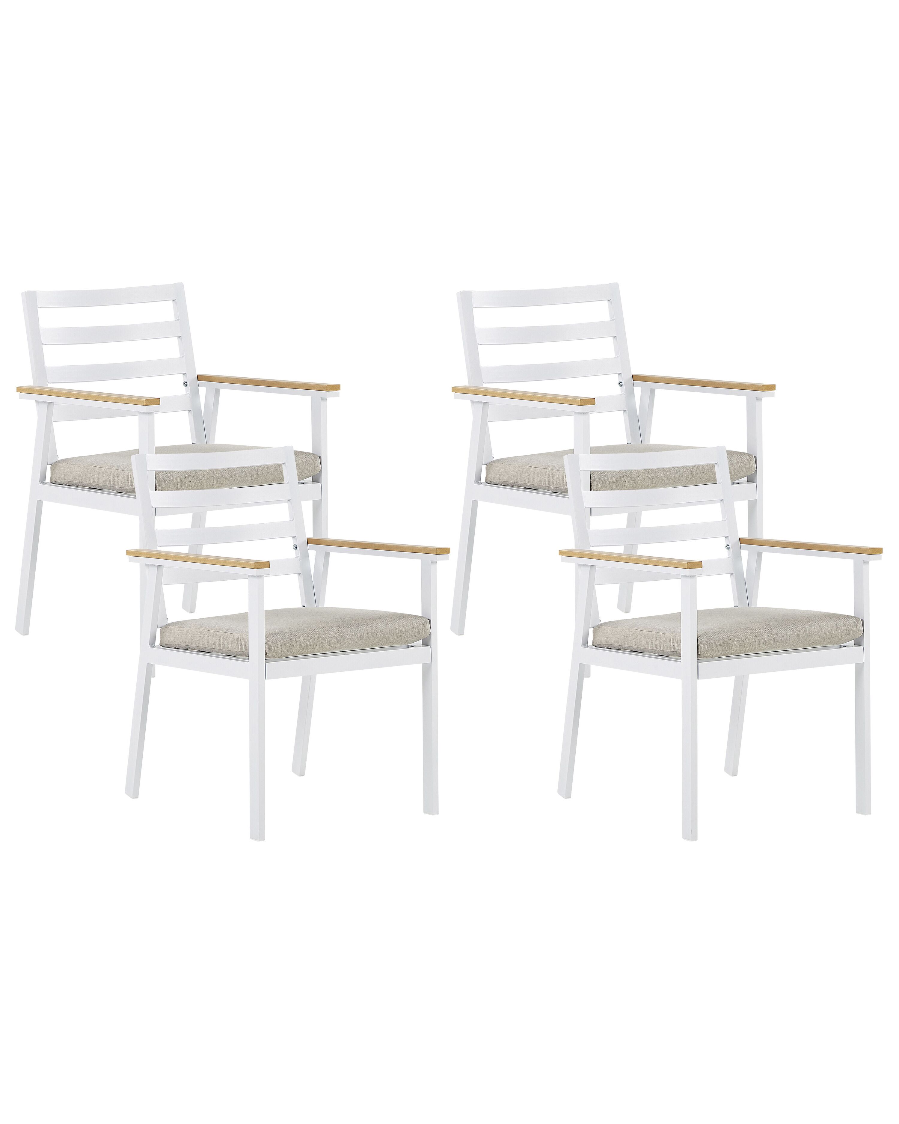Set of 4 Garden Chairs with Cushions CAVOLI Metal Beige