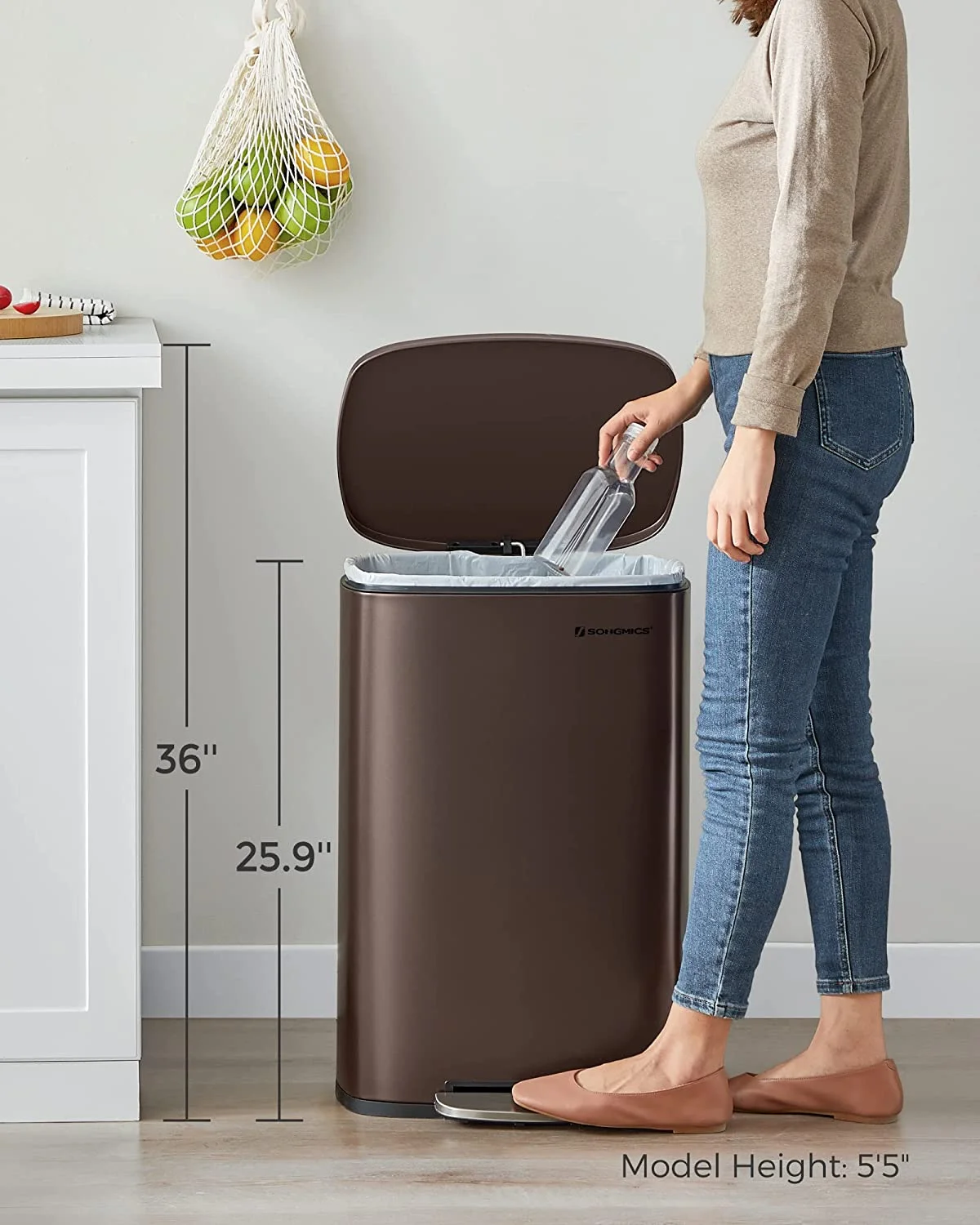 13 Gallon Stainless Steel Kitchen Trash Can, Garbage Can, Soft Close, White - Image 16