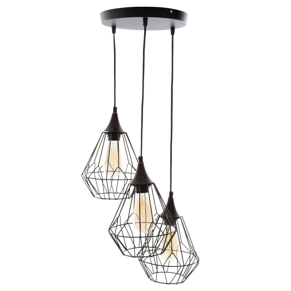 Wire suspension lamp "Kaore" Black metal, D.25 cm
