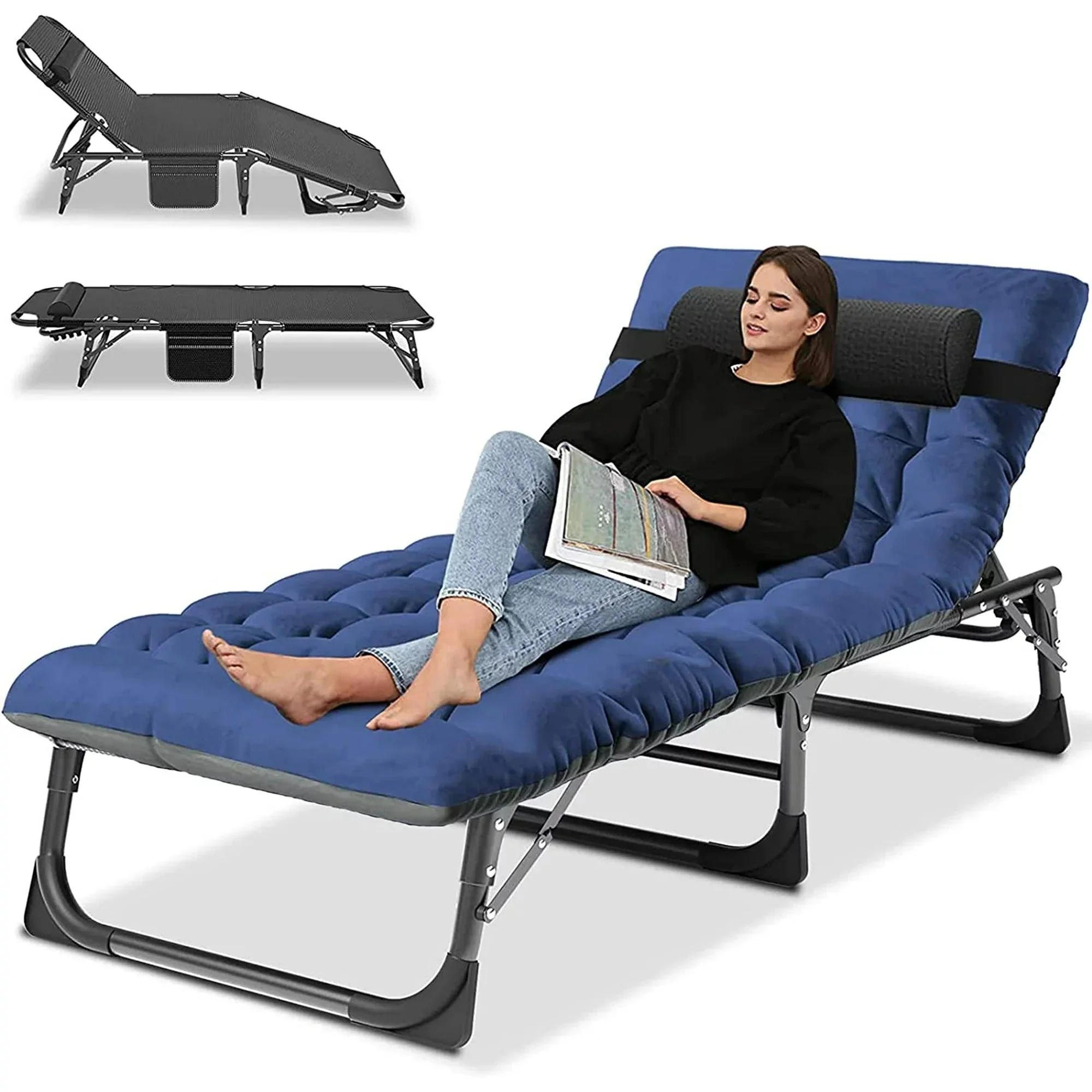 Slsy 5-Position Adjustable Folding Lounge Chair And Cot - 75.2" x 25.6" x 11.8" - Image 33 Slsy 5-Position Adjustable Folding Lounge Chair And Cot - 75.2" x 25.6" x 11.8" - Image 33