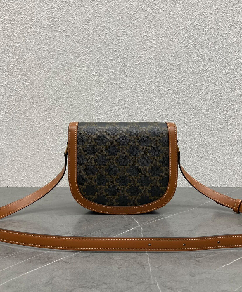Celine Teen Besace Triomphe In Triomphe Canvas And Calfskin Coffee1:1High-quality replica
