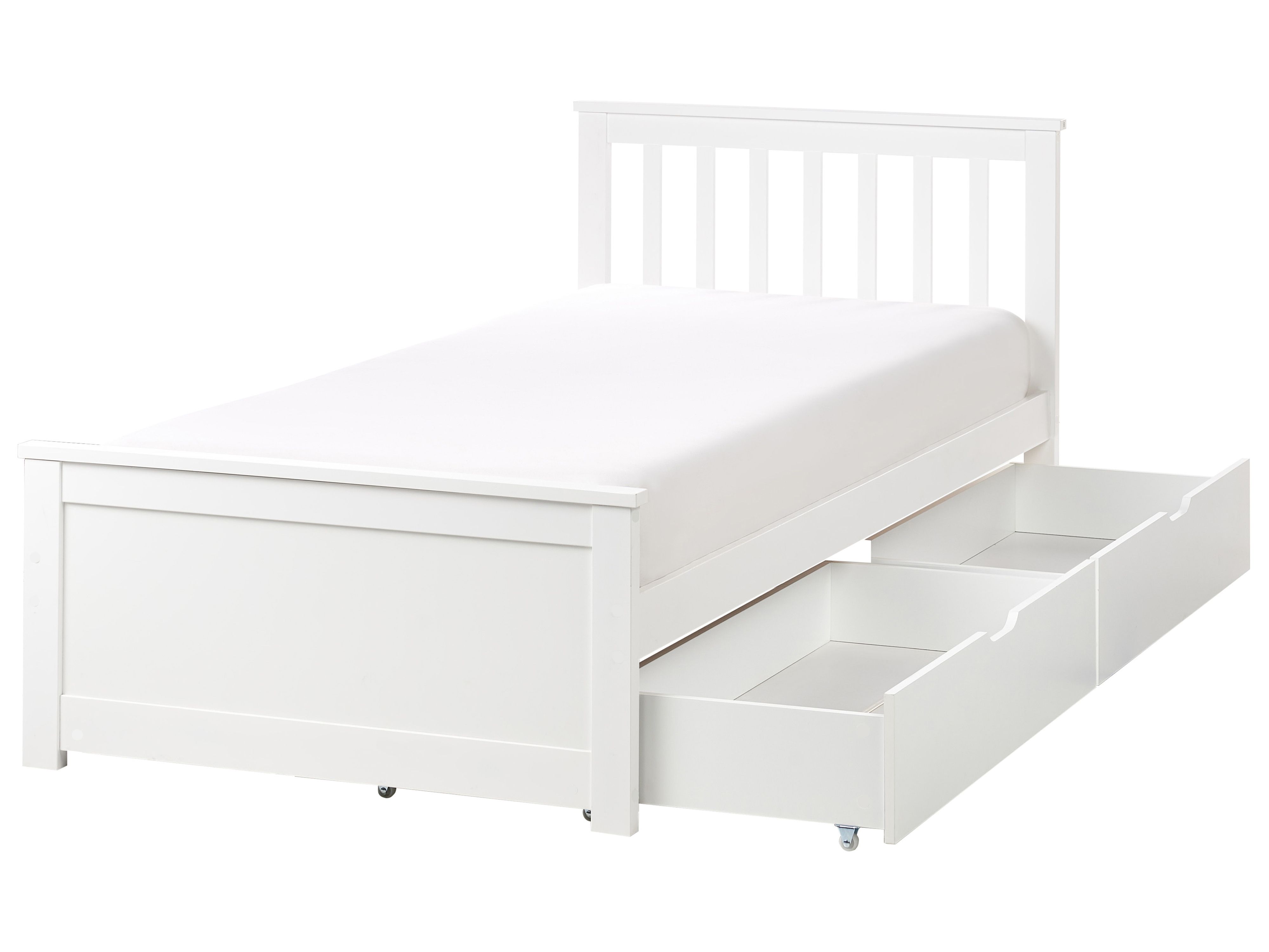 Bed with Storage Drawers Pine Wood OLENDON 90 x 200 cm (EU Single) White