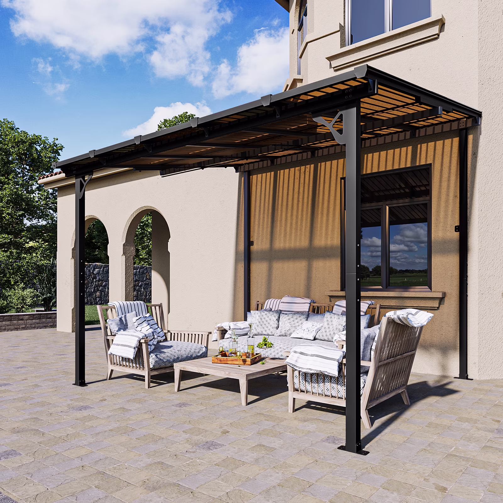 Aoxun 8' x 5' Gazebo for Patio, Gazebo Pergola with Sloped Roof, Grill Gazebo Large Wall-Mounted Heavy Duty Awnings, for Backyard, Deck, Patio - Image 16