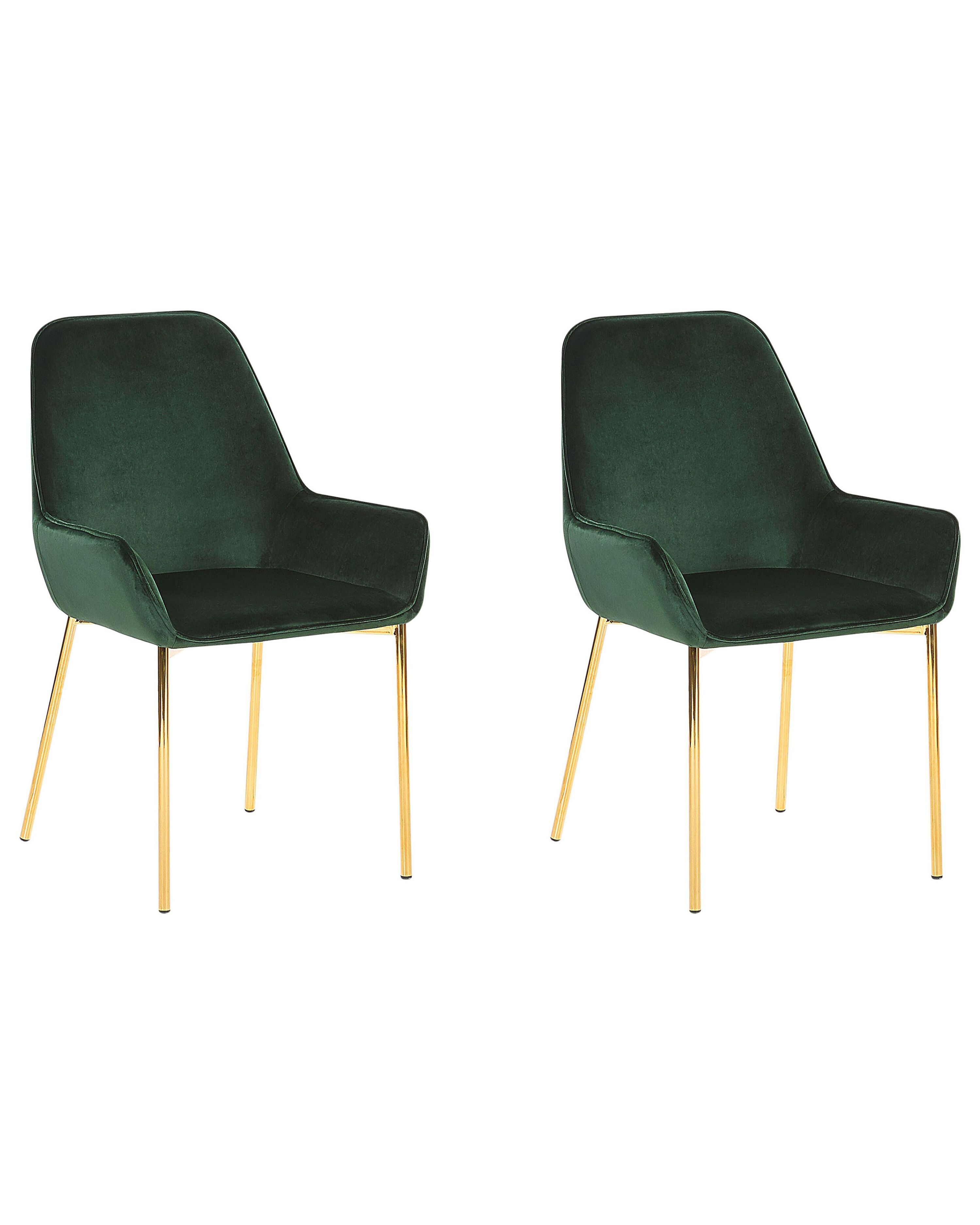 Set of 2 Dining Chairs LOVERNA Velvet Dark Green
