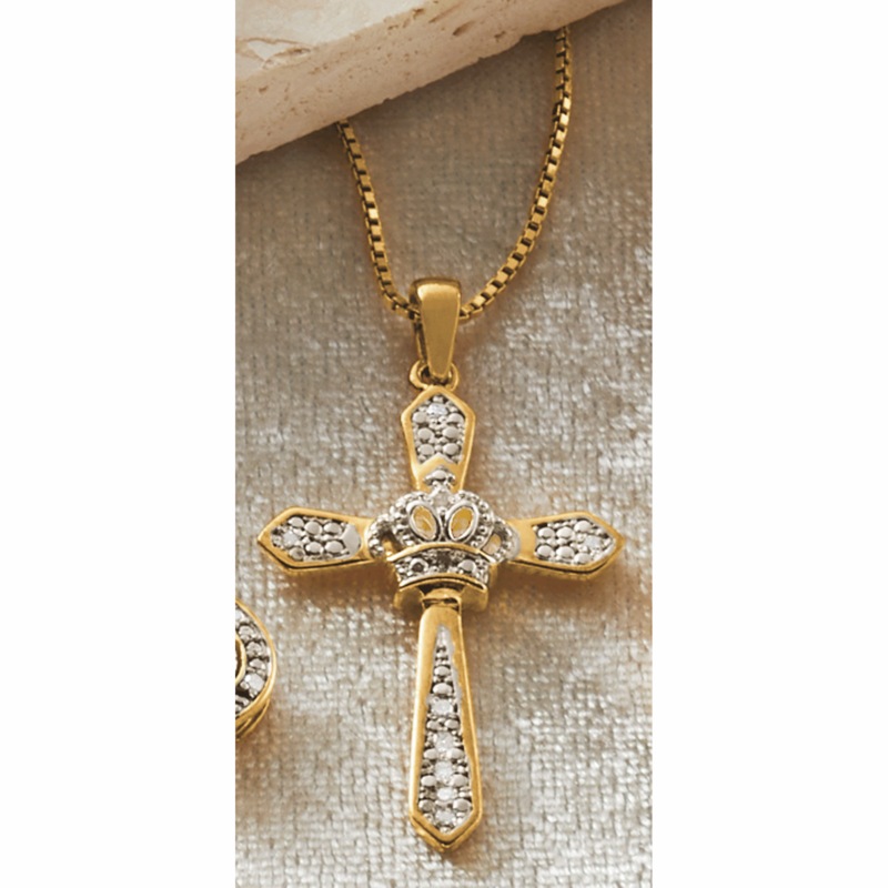 Diamond Cross/Crown Pendant - MIDNIGHT VELVET CATALOG