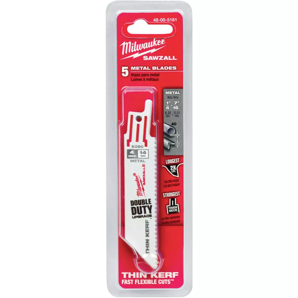 Milwaukee SAWZALL 4 In. 14 TPI Metal Reciprocating Saw Blade (5-Pack)