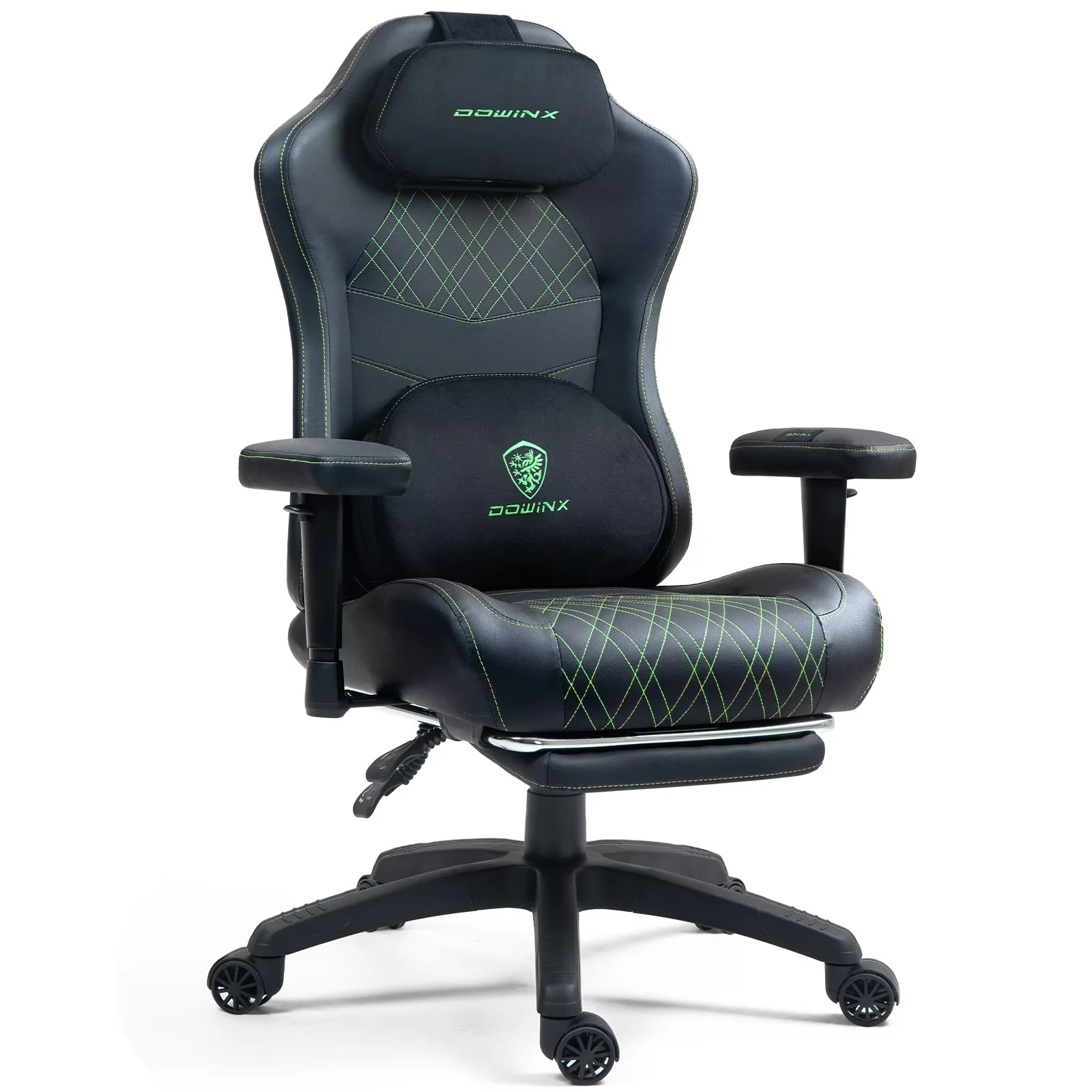 Dowinx Heated Massage Gaming Chair - Ergonomic Recliner with Pocket Spring Cushion, Adjustable Armrests & Footrest, Black-White - Image 5