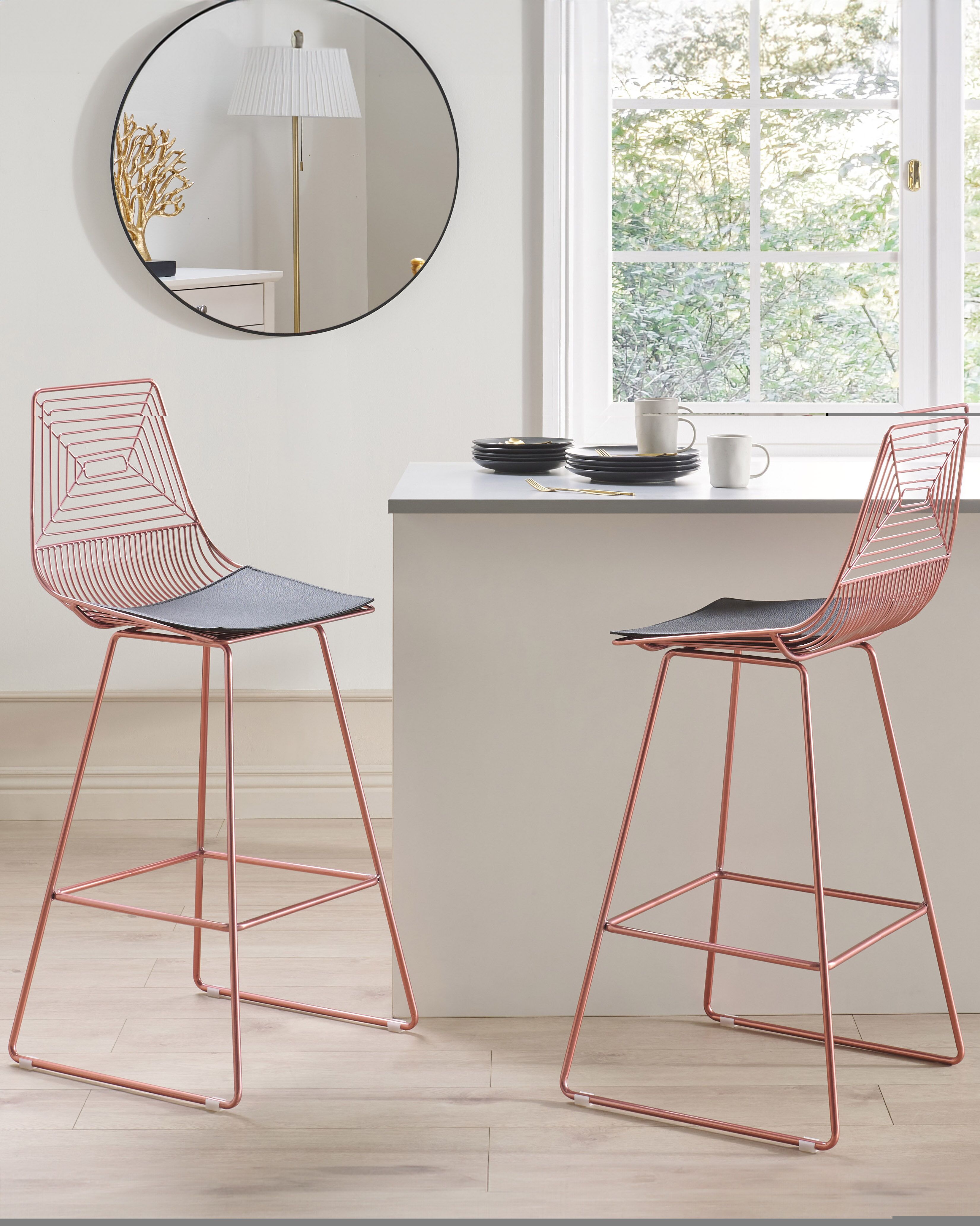 Set of 2 Bar Chairs BISBEE Metal Rose Gold