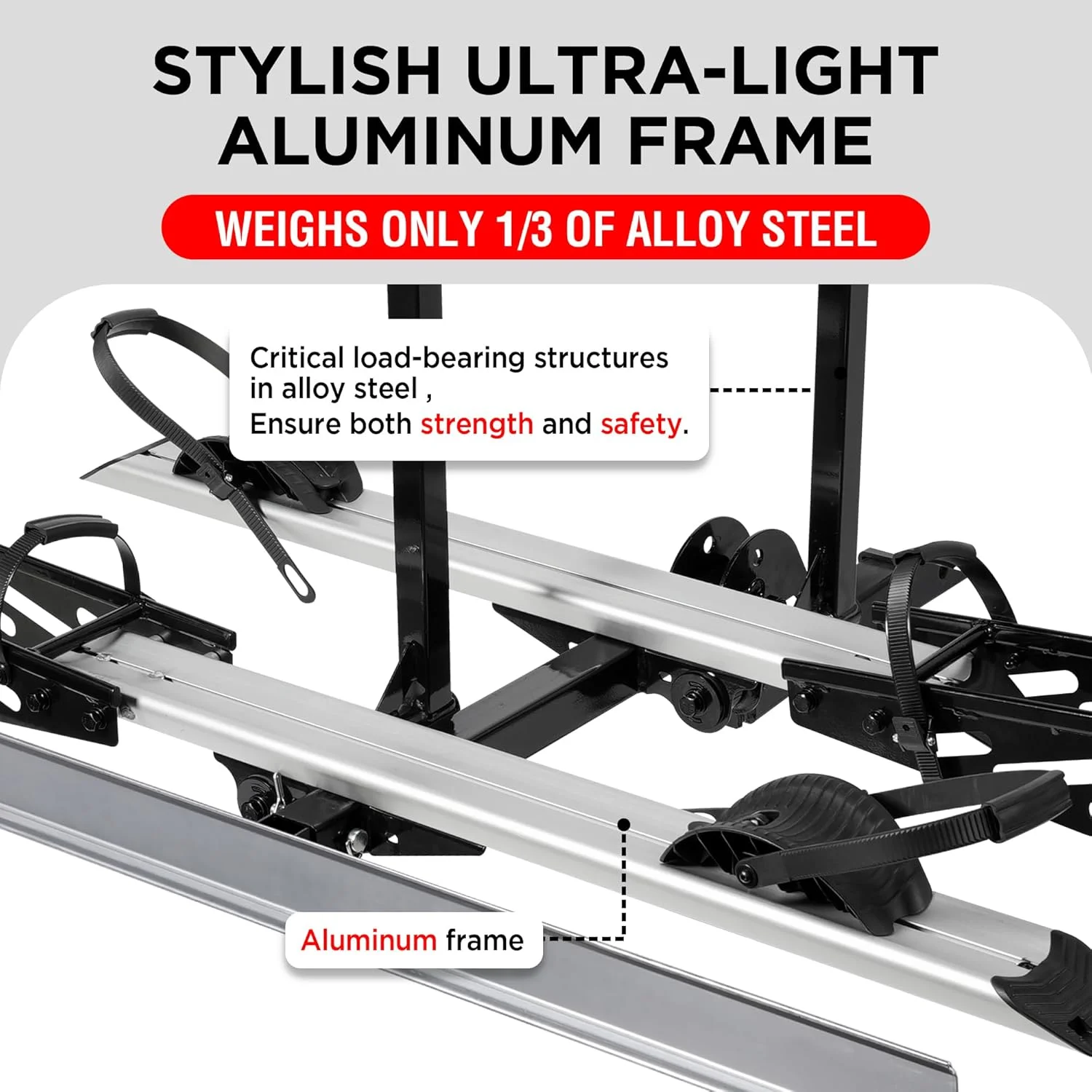 Young Electric Ebike Rack, 200lb Capacity, Alloy Steel Hitch Mount, Fits 5-Inch Fat Tire Bikes, 2-Inch Receiver - Image 21