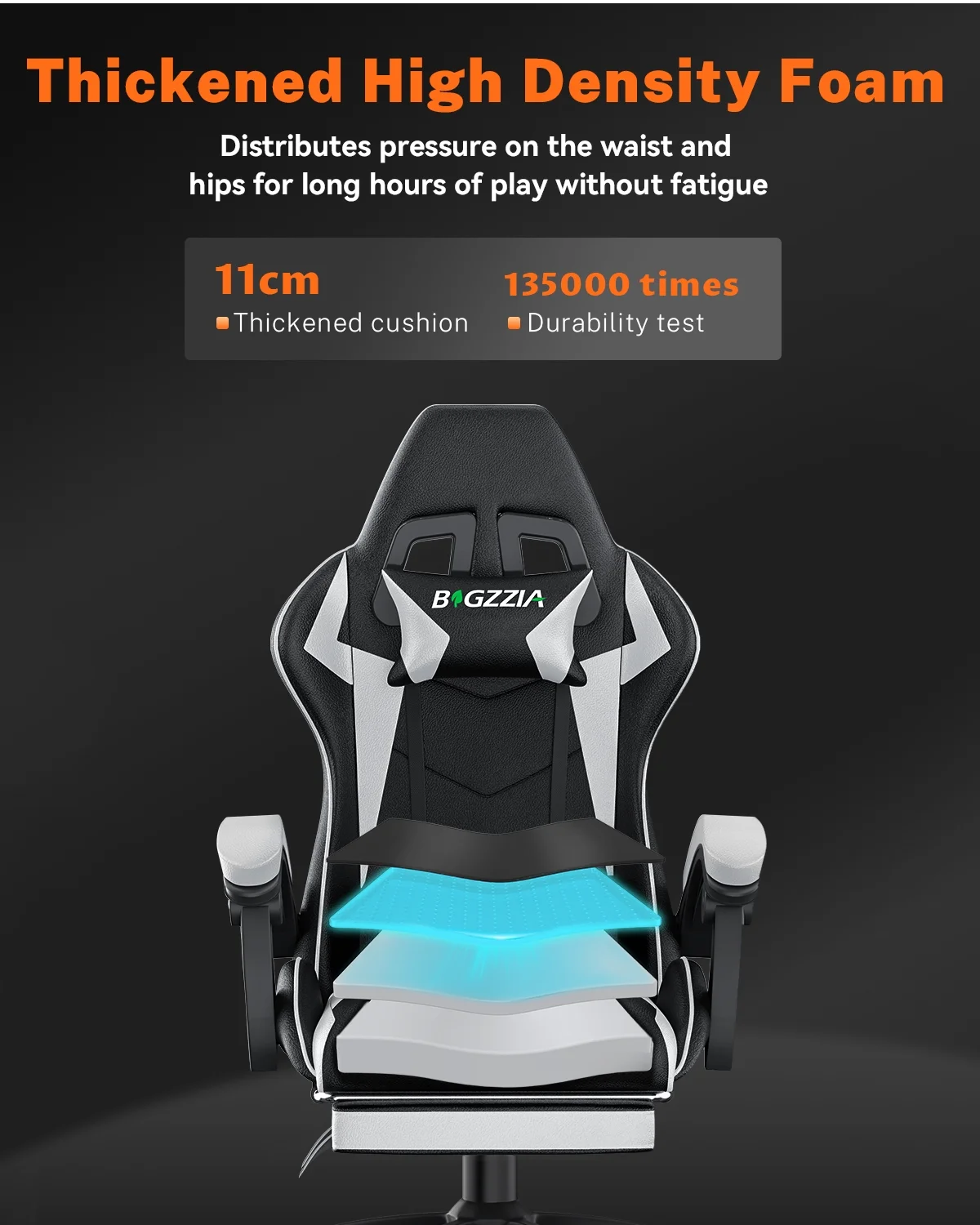 Bigzzia Gaming Chair with Footrest, Gaming Chair for Adult with Headrest and Lumbar Support,Red - Image 23