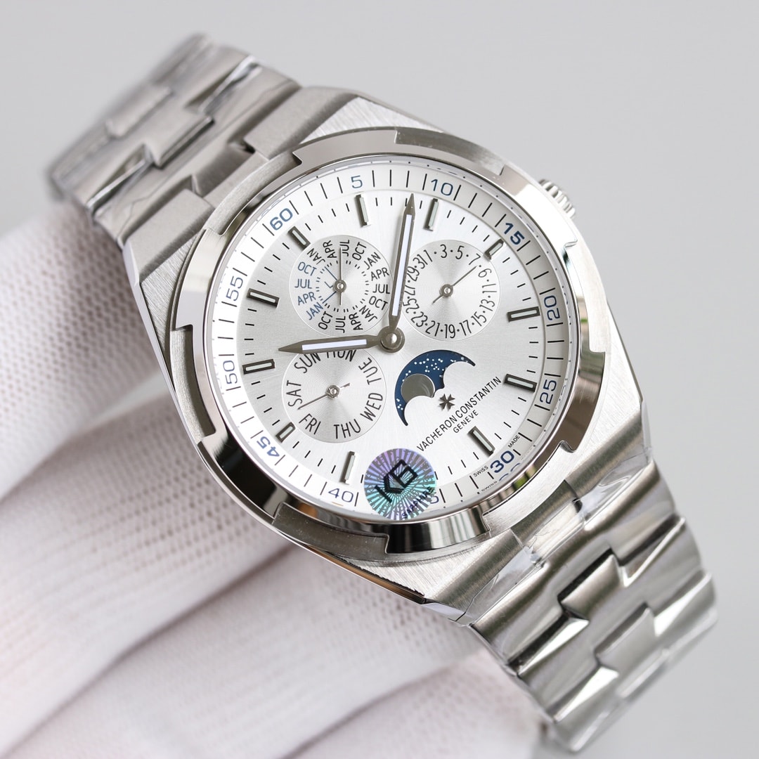 Fake Vacheron Constantin Replica Watch Overseas perpetual calendar ultra-thin Boutique Exclusive 41.5 MM WHITE GOLD 4300V/220G-B945(1:1 replica) - Top club