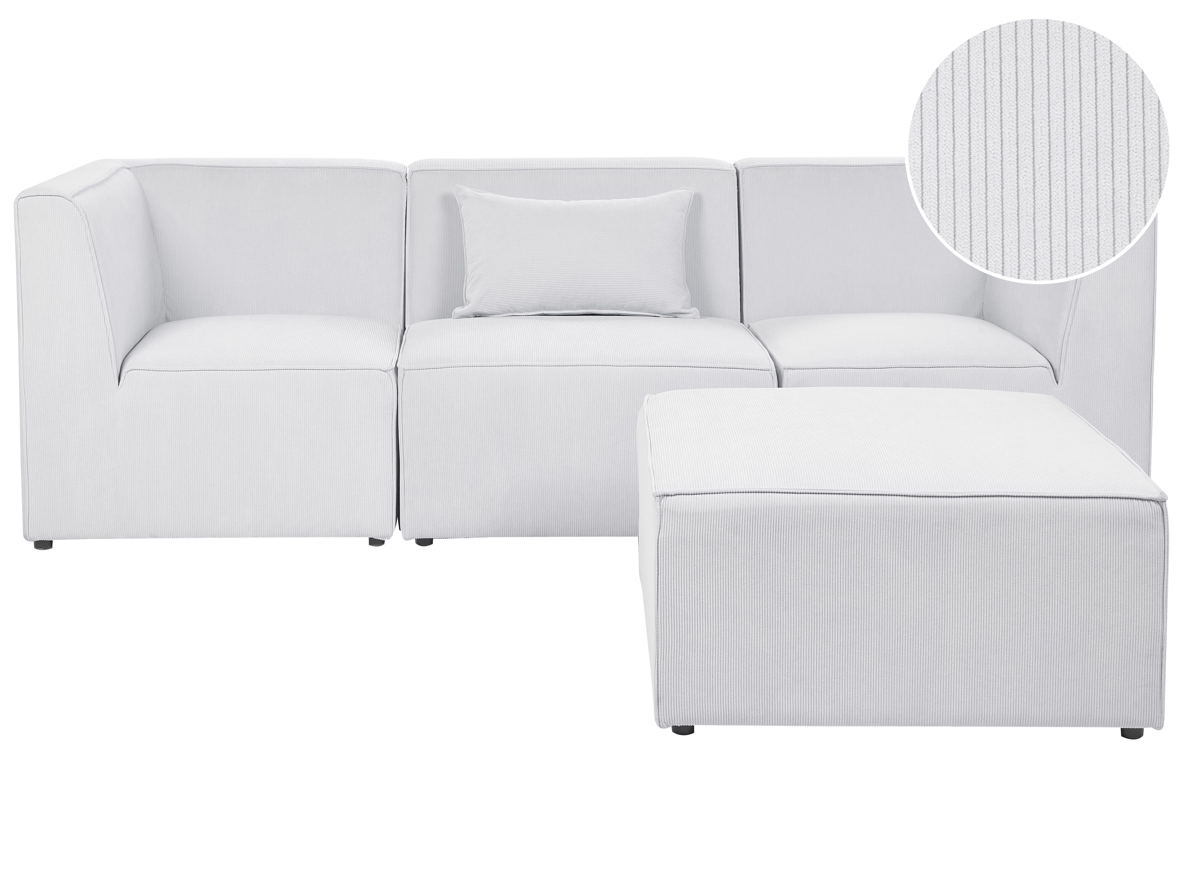 Modular Sofa 3 Seater LEMVIG Corduroy Off-White with Ottoman