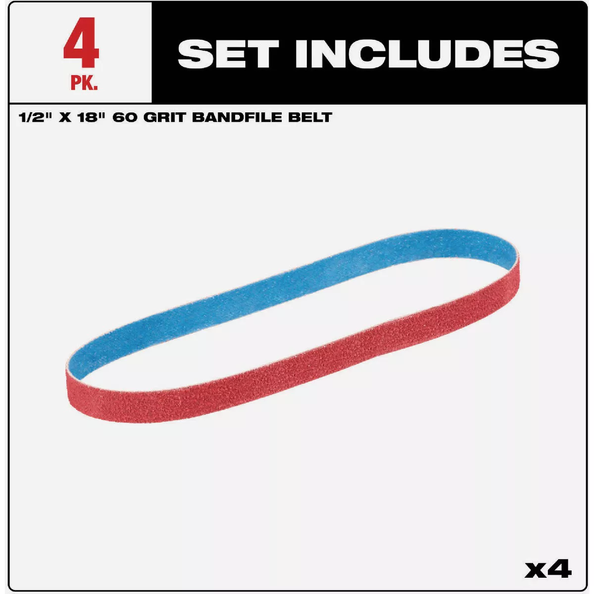 Milwaukee 1/2 In. x 18 In. 60 Grit Bandfile Belt (4-Pack)