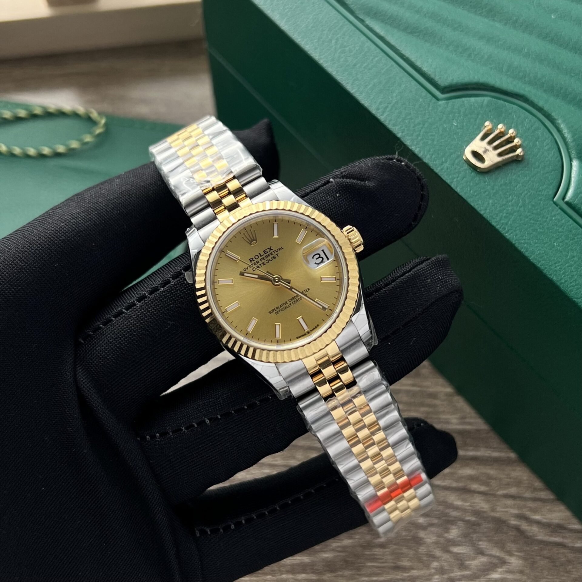 Rolex DateJust Fake Watch Yellow Dial Jubilee Strap 31mm - Elite Watch Atelier
