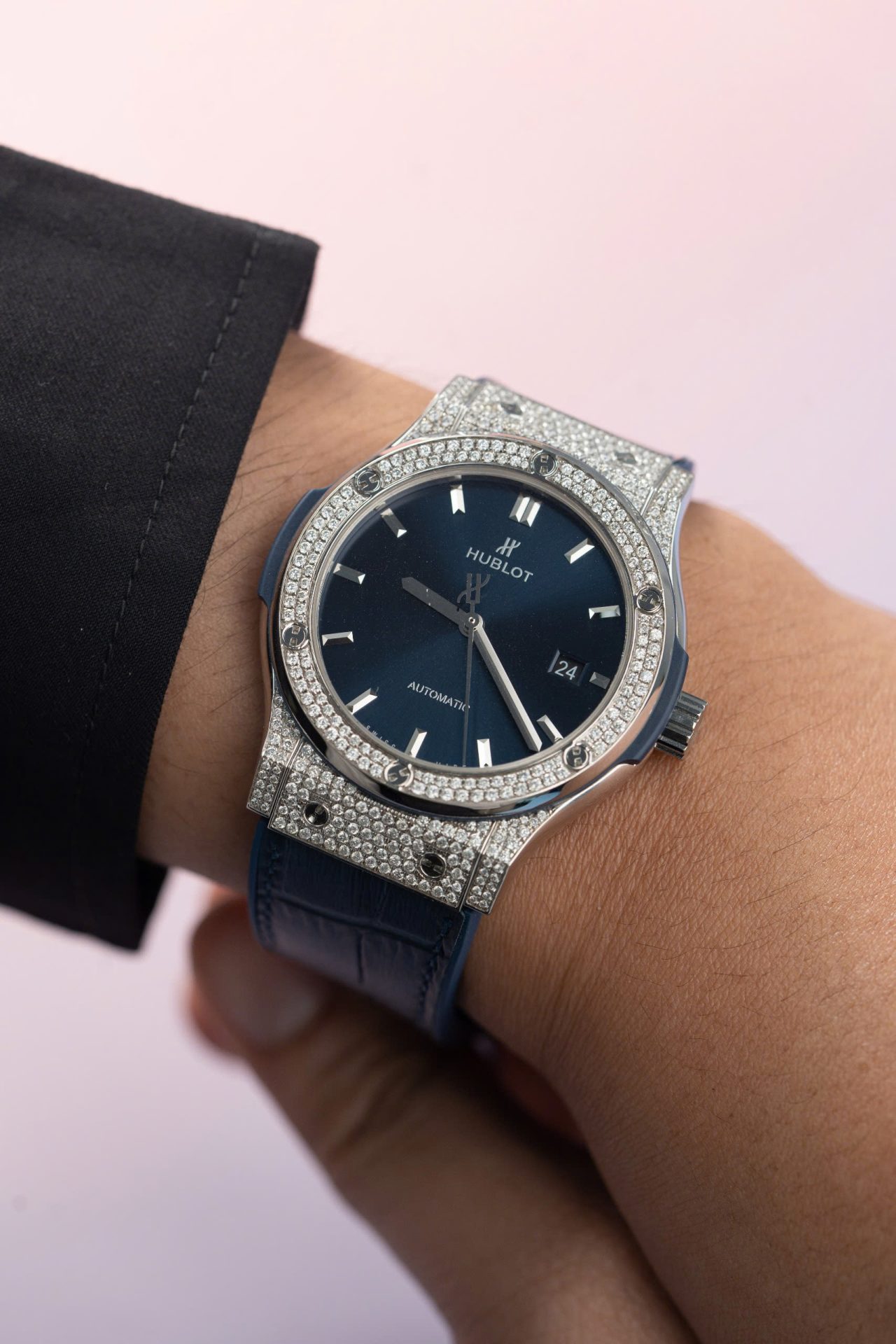 Hublot Replica 11 Watch Classic Fusion Full Natural Diamond Blue Dial 42mm - Top club