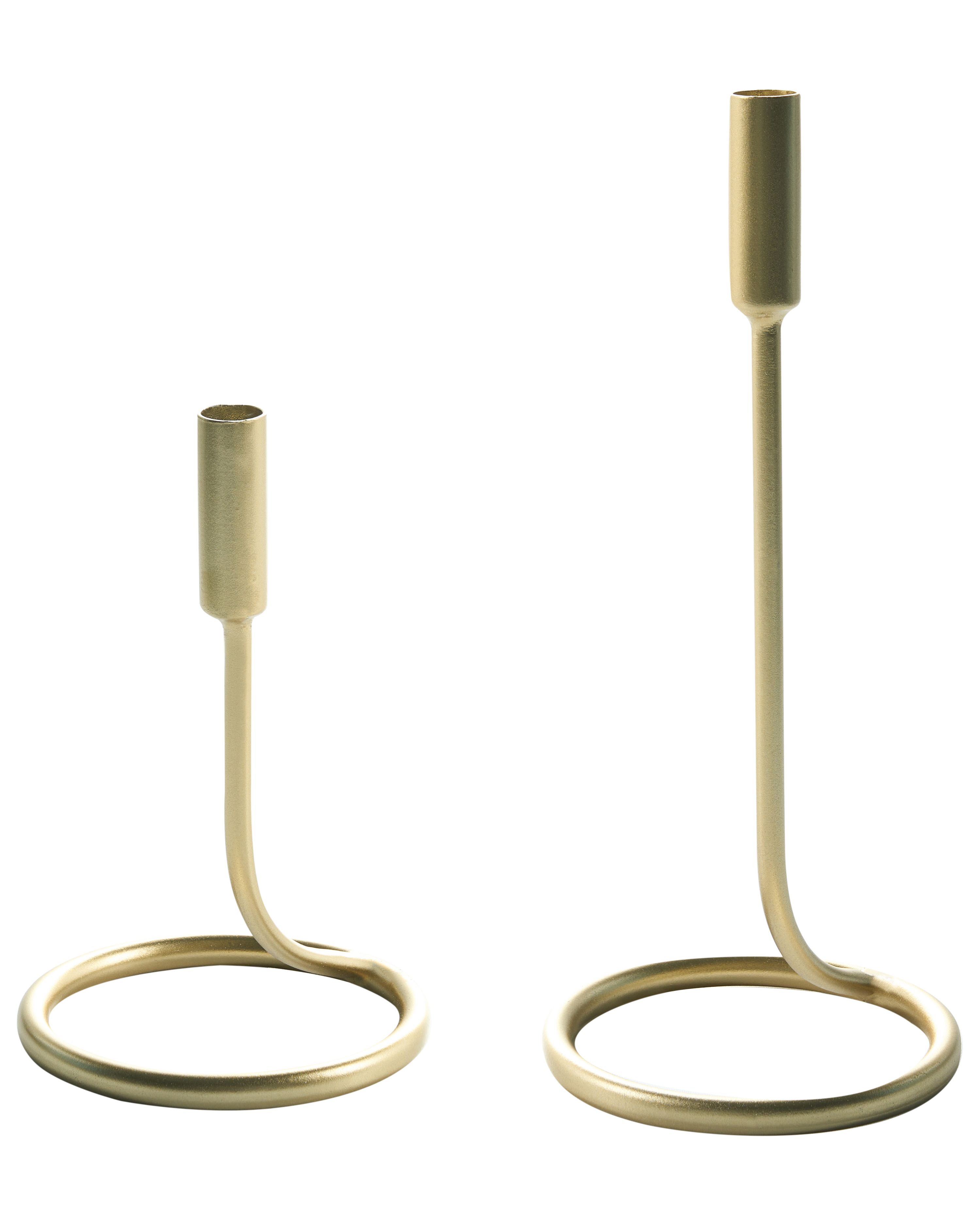 Set of 2 Candle Holders BUNYU Metal 19/28 cm Gold