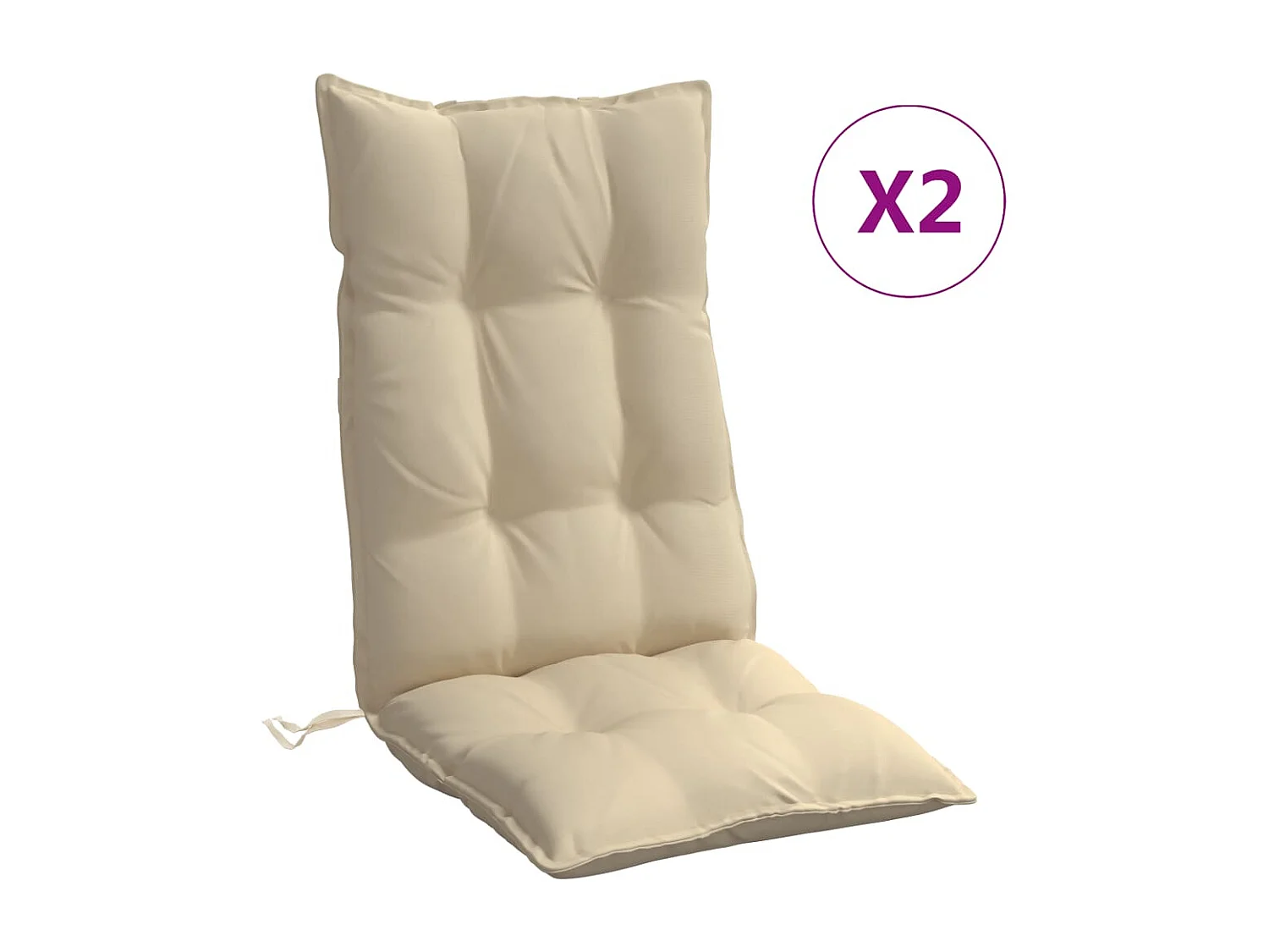 Coussins de chaise à dossier haut lot de 2 beige tissu oxford