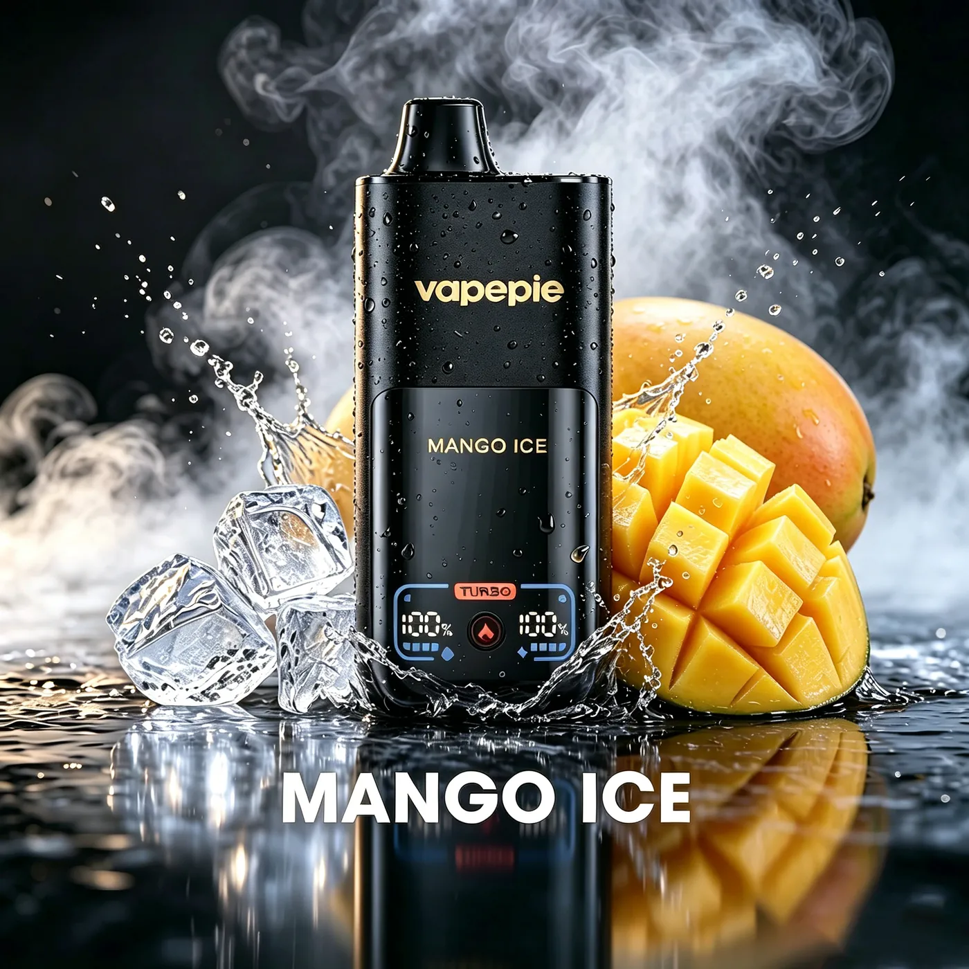 VAPEPIE MEGA 70 000 puffów – Mango Ice; ekran z poziomem baterii i tryb TURBO