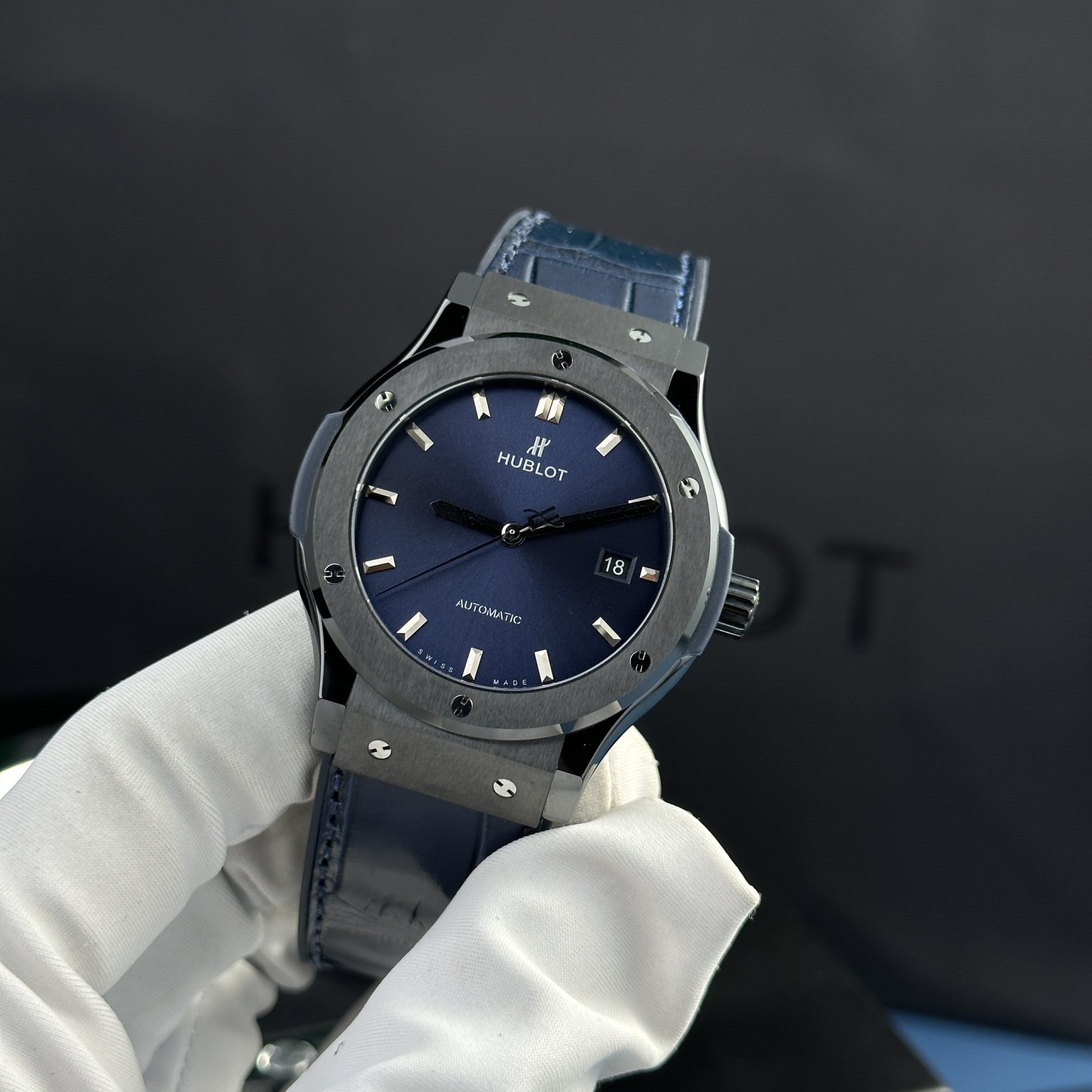 Hublot Replica 11 Watch Black Ceramic Case Blue Dial Refined Movement SW300 JJZ 42mm - Top club