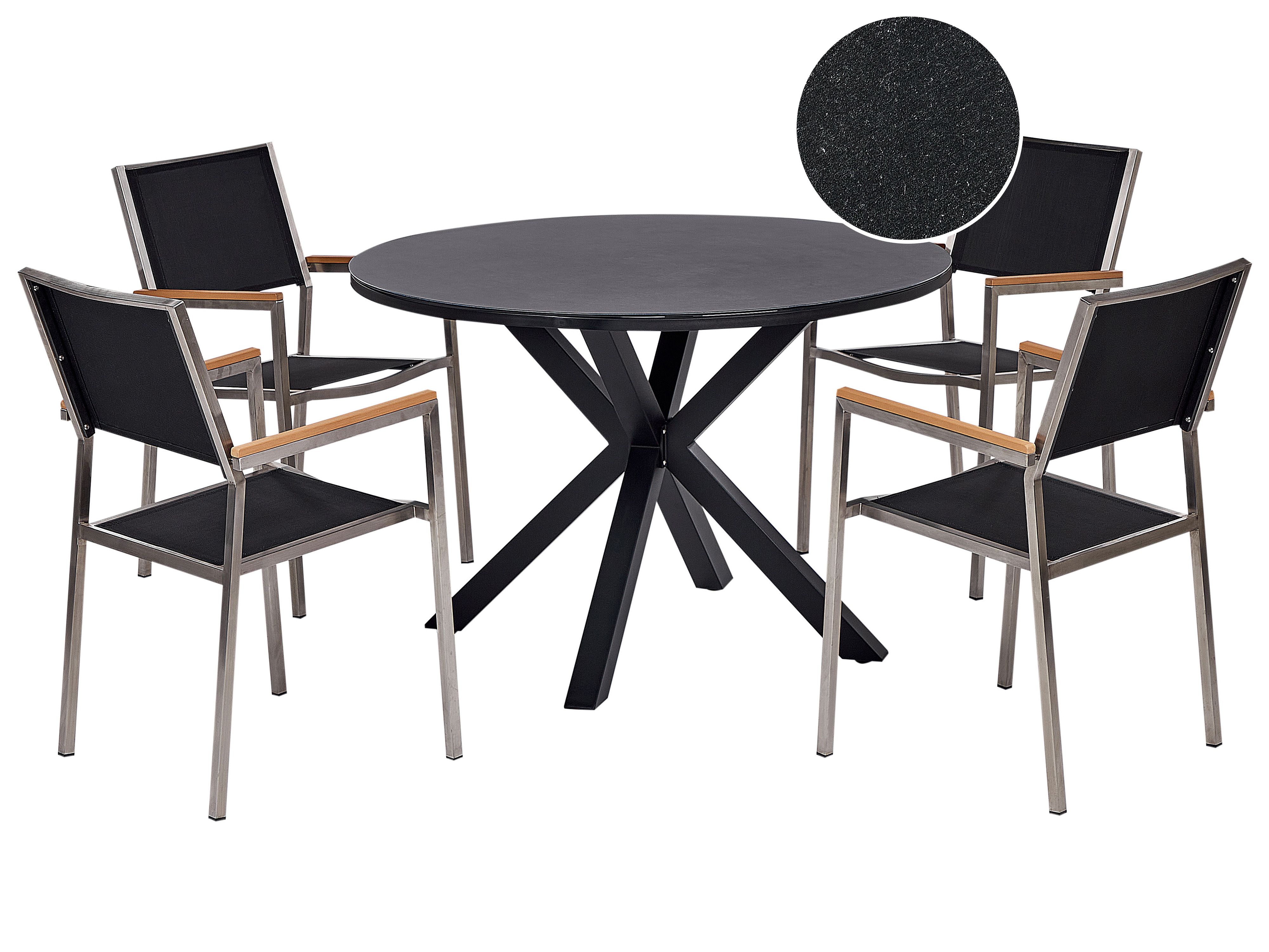 Garden Dining Set 4 Seater MALETTO/GROSSETO Metal Black