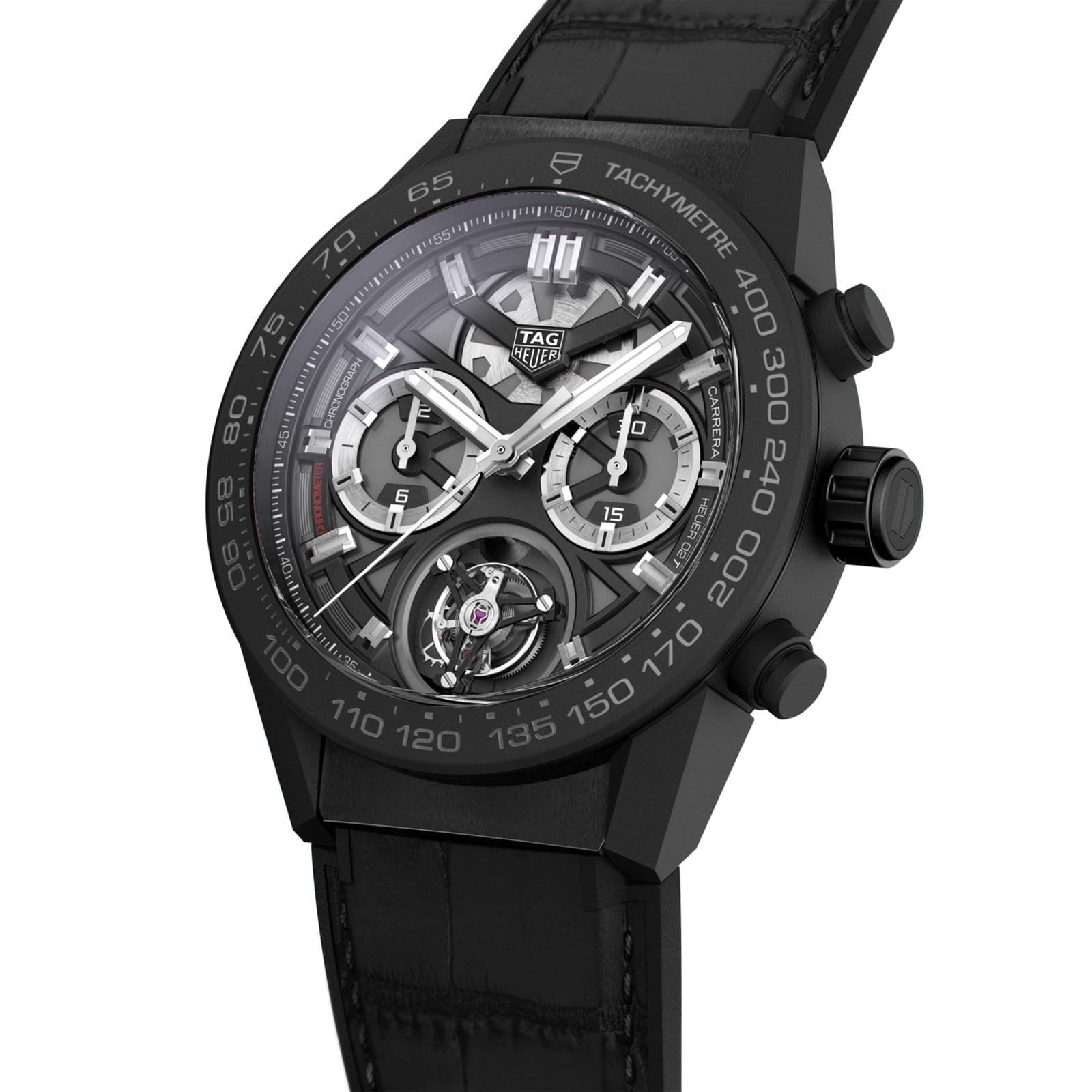 TAG Heuer Replica Watch Carrera Chronograph Tourbillon Automatic 45 mm Ceramic(1:1 replica) - Elite Watch Atelier