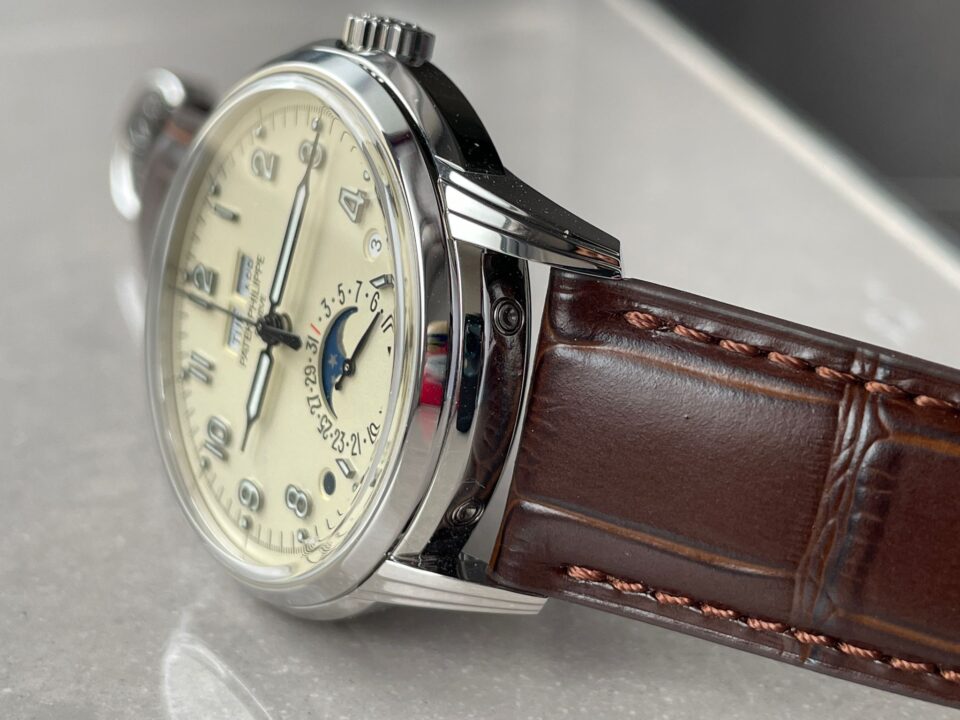 Replica PATEK PHILIPPE Perpetual Calendar 5320G-001 SS GSF 1:1 Best Edition Cream Dial on Brown Leather Strap A324 - Top club