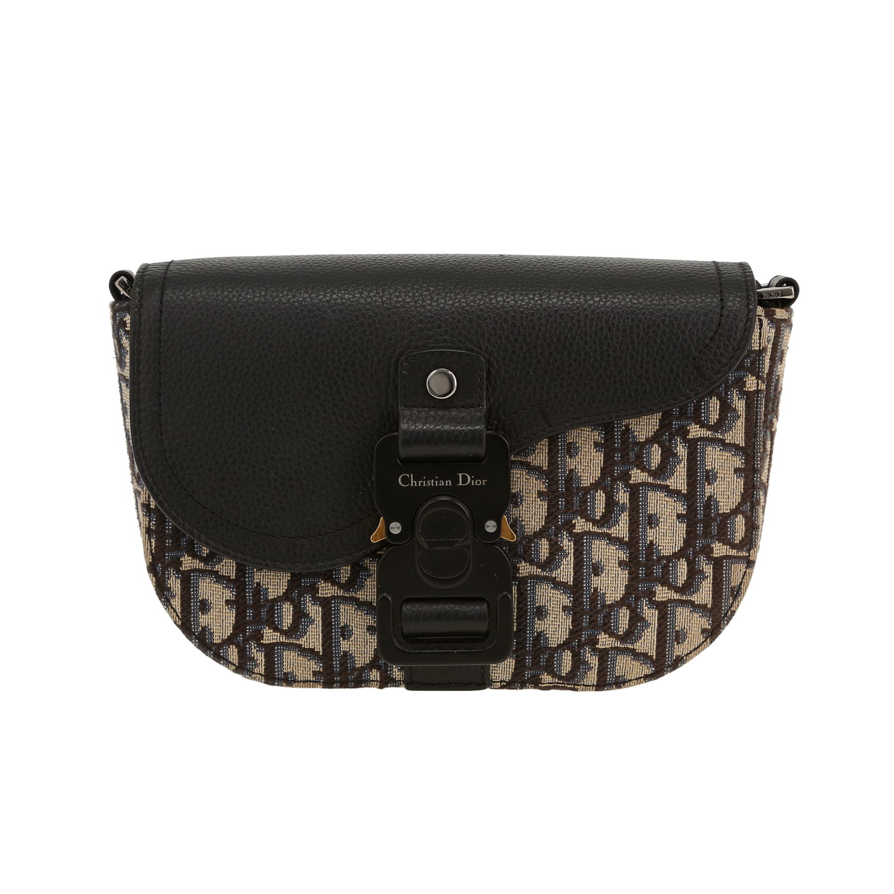 Dior Gallop shoulder bag in navy blue monogram canvas Oblique and black leather1:1High-quality replica