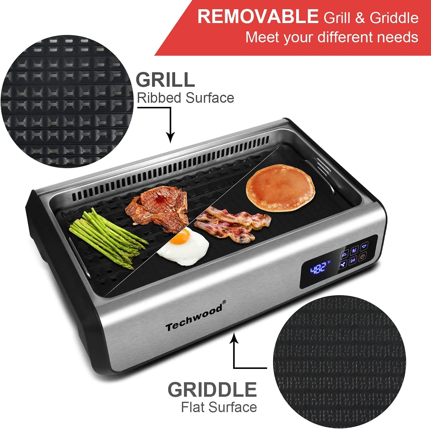 Techwood Indoor Smokeless Grill, 1500W, Black, Electric Portable Korean BBQ Grill with Tempered Glass Lid - Image 21