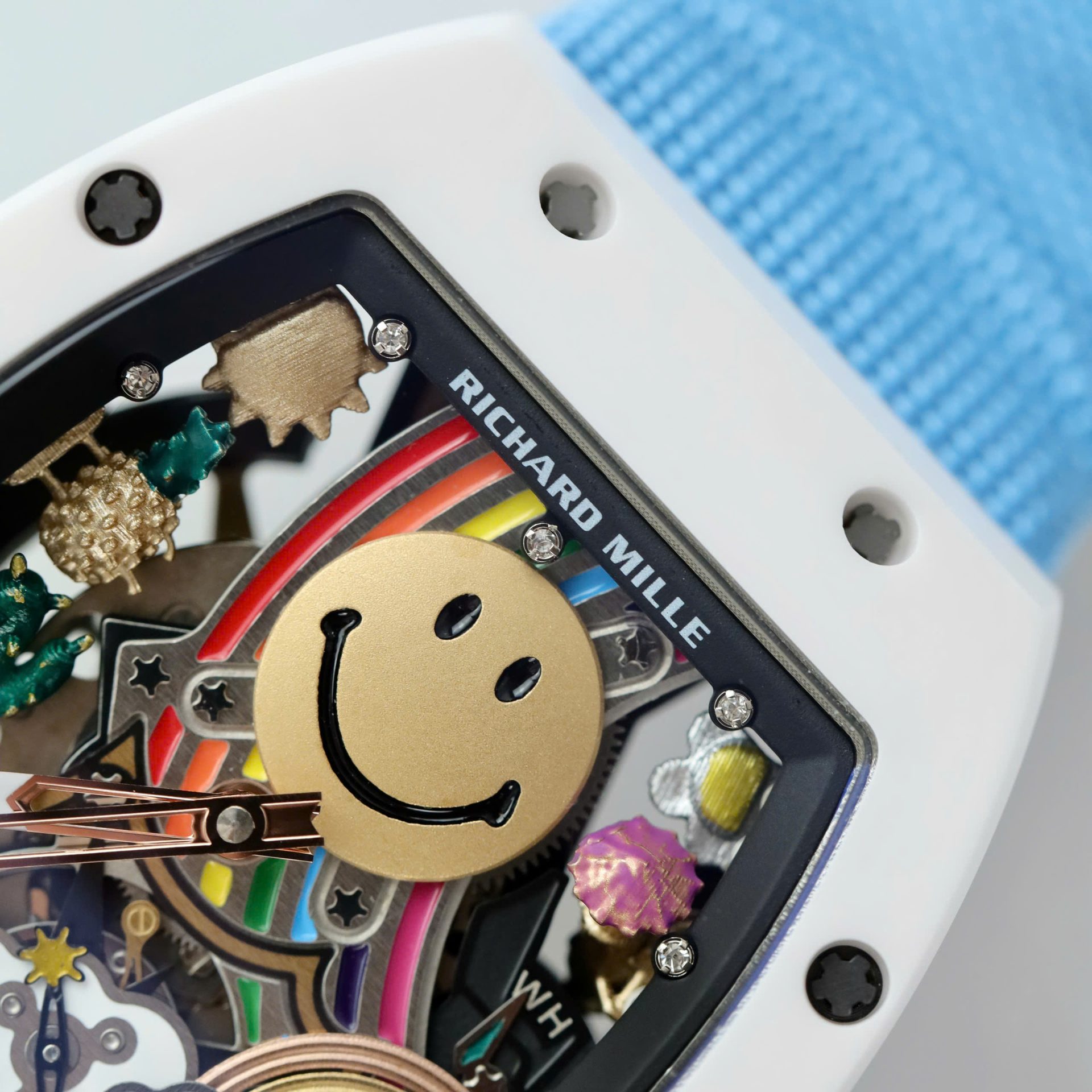 Richard Mille Copies Watches RM88 Smiley Fabic Nato Strap Blue 42mm - Top club