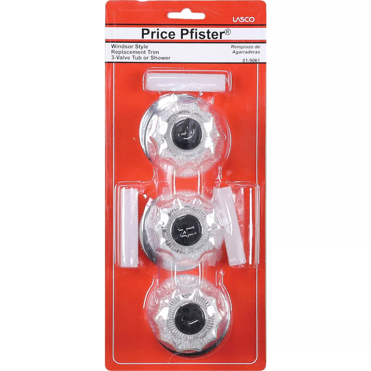 Lasco Price Pfister 3-Valve Round Clear Tub & Shower Handle Kit