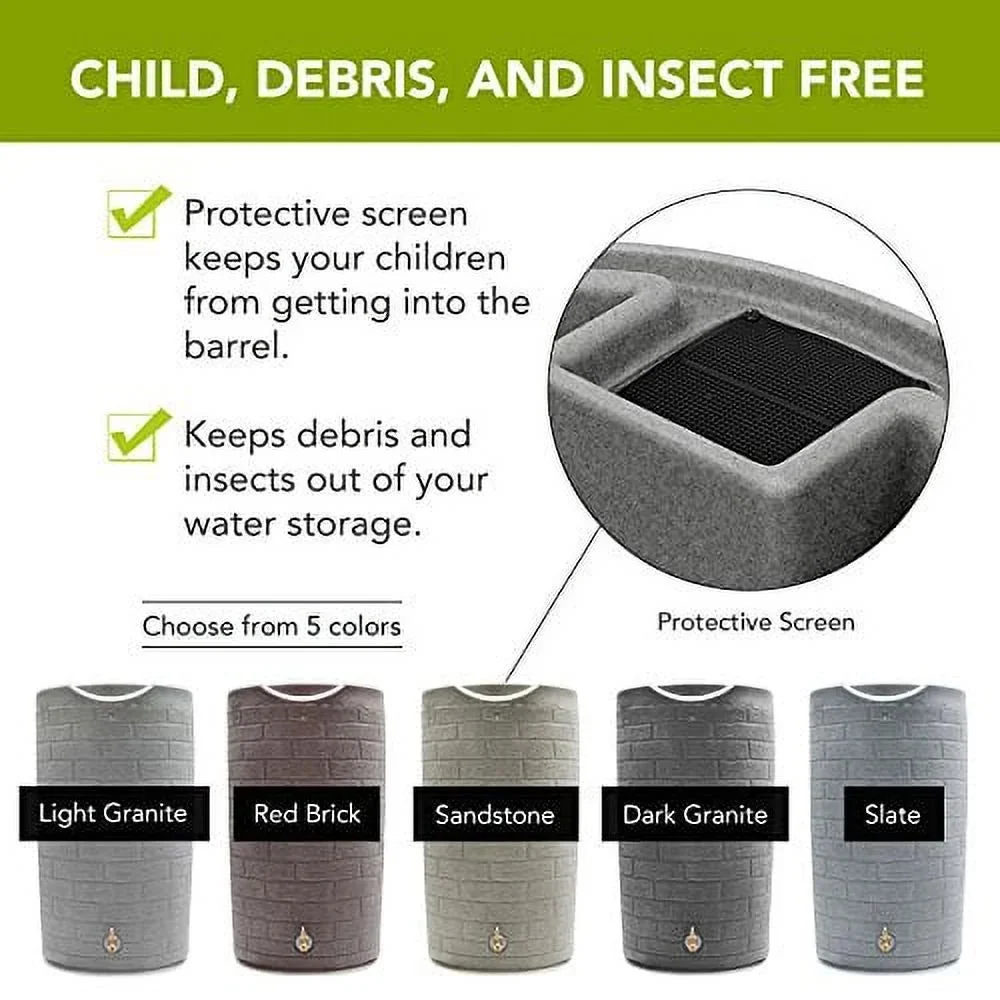 Good Ideas Impressions Downton Rain Saver Rain Barrel, 50 Gallon, Dark Granite - IMP-D50-DAR - Image 14 Good Ideas Impressions Downton Rain Saver Rain Barrel, 50 Gallon, Dark Granite - IMP-D50-DAR - Image 14