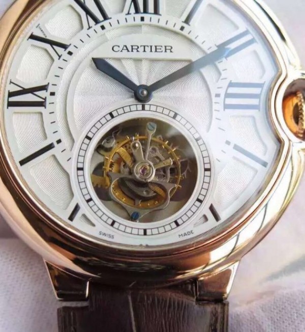 Replica Cartier Ballon Bleu Tourbillon YG Brown Leather Strap - Elite Watch Atelier