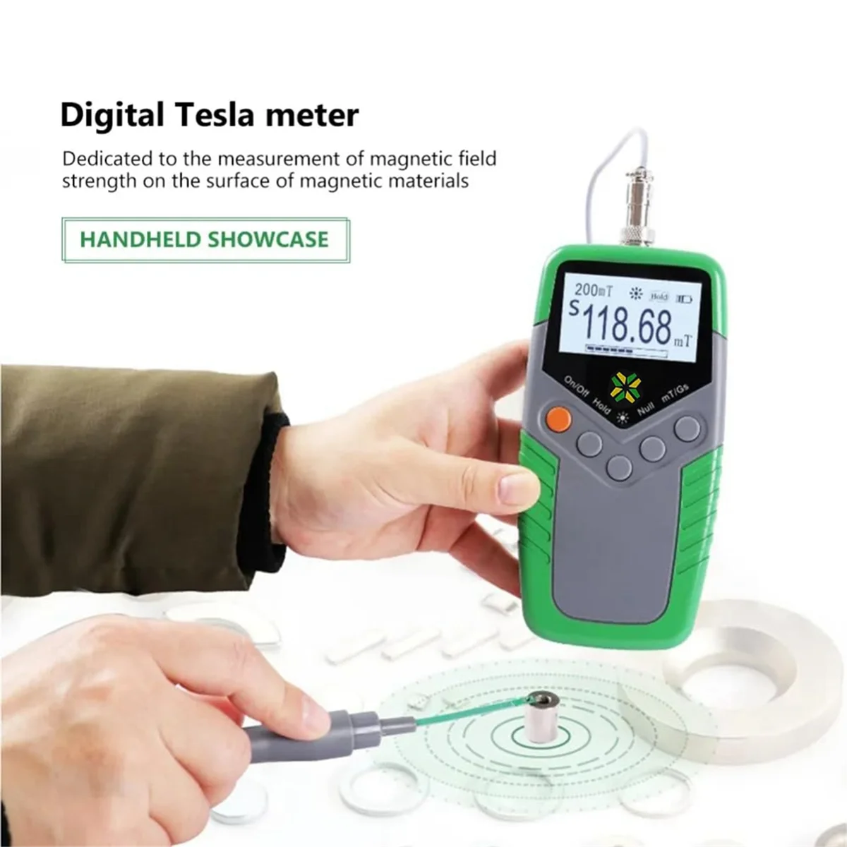 Handheld Digital Tester Digital, High Gaussmeter with Probe 0-2400MT, Magnetic Field Meters