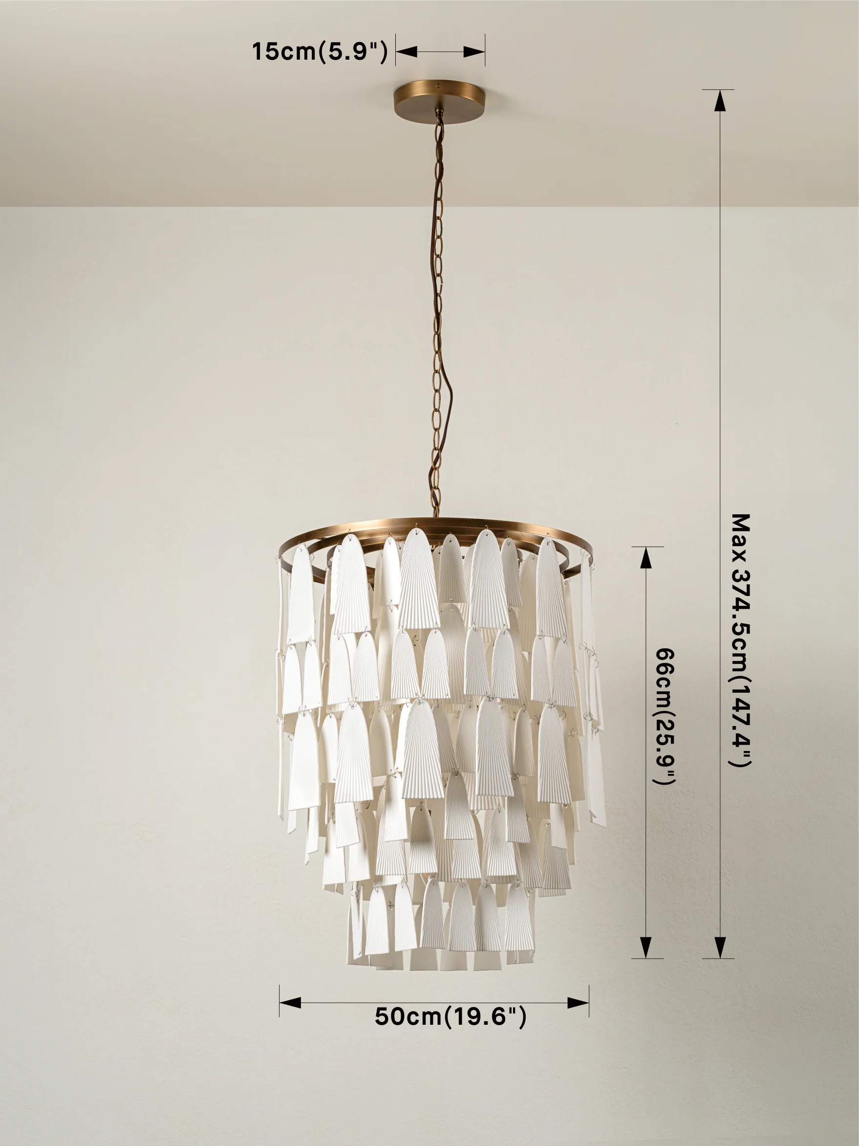 Kaolin - 4 light tiered bronze and porcelain chandelier