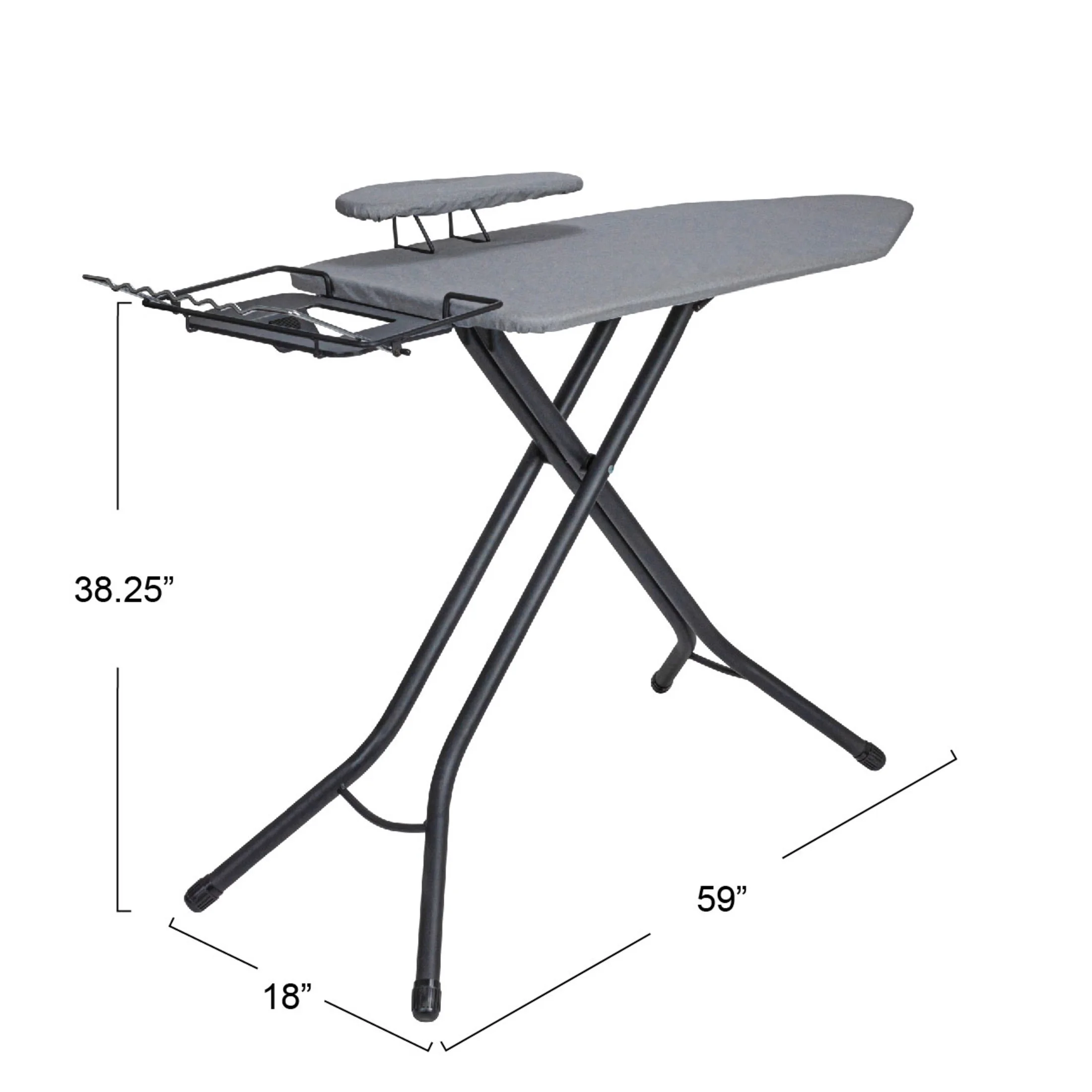 Household Essentials Wide Mega Ironing Board 4-Leg, Steel Top Pressing Station, Heat-Resistant Fiber Pad and Cotton Cover, Includes Sleeve Board and Iron Rest with Hanger Bar, Silver Frame - Image 13