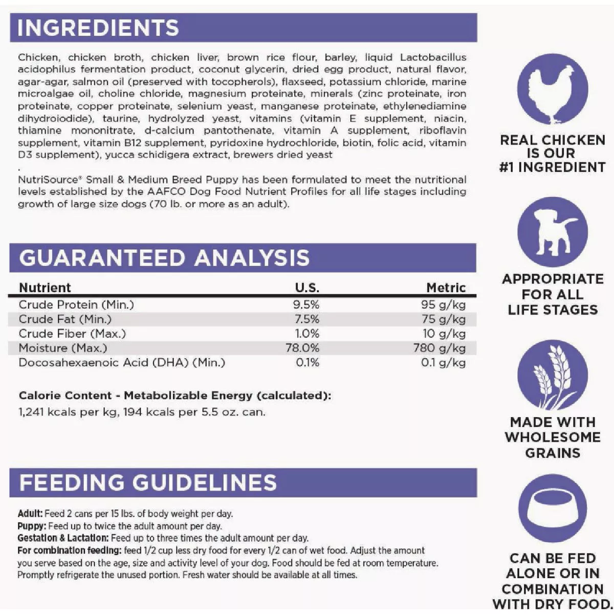 NutriSource 12.3 Oz. Small & Medium Breed Wet Puppy Food