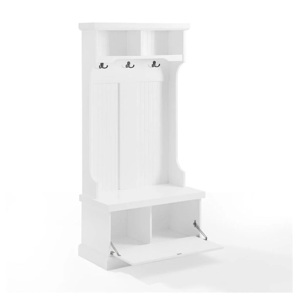 Crosley Furniture Shoreline Coastal MDF Wood Hall Tree in White - Image 9