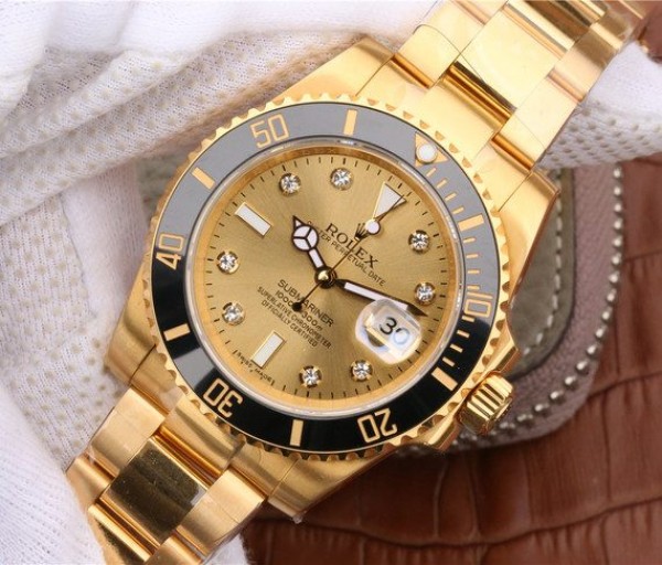 Replica Rolex Submariner 116613 LN Diamonds Markers YG Dial SS/YG Bracelet Eat2836 - Elite Watch Atelier