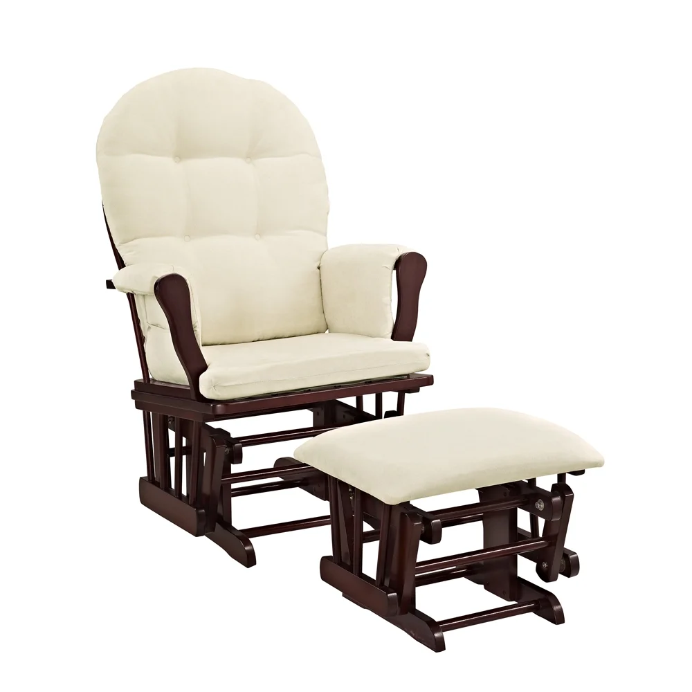 Angel Line Windsor Glider and Ottoman, Natural Finish with Gray Cushions - Image 32