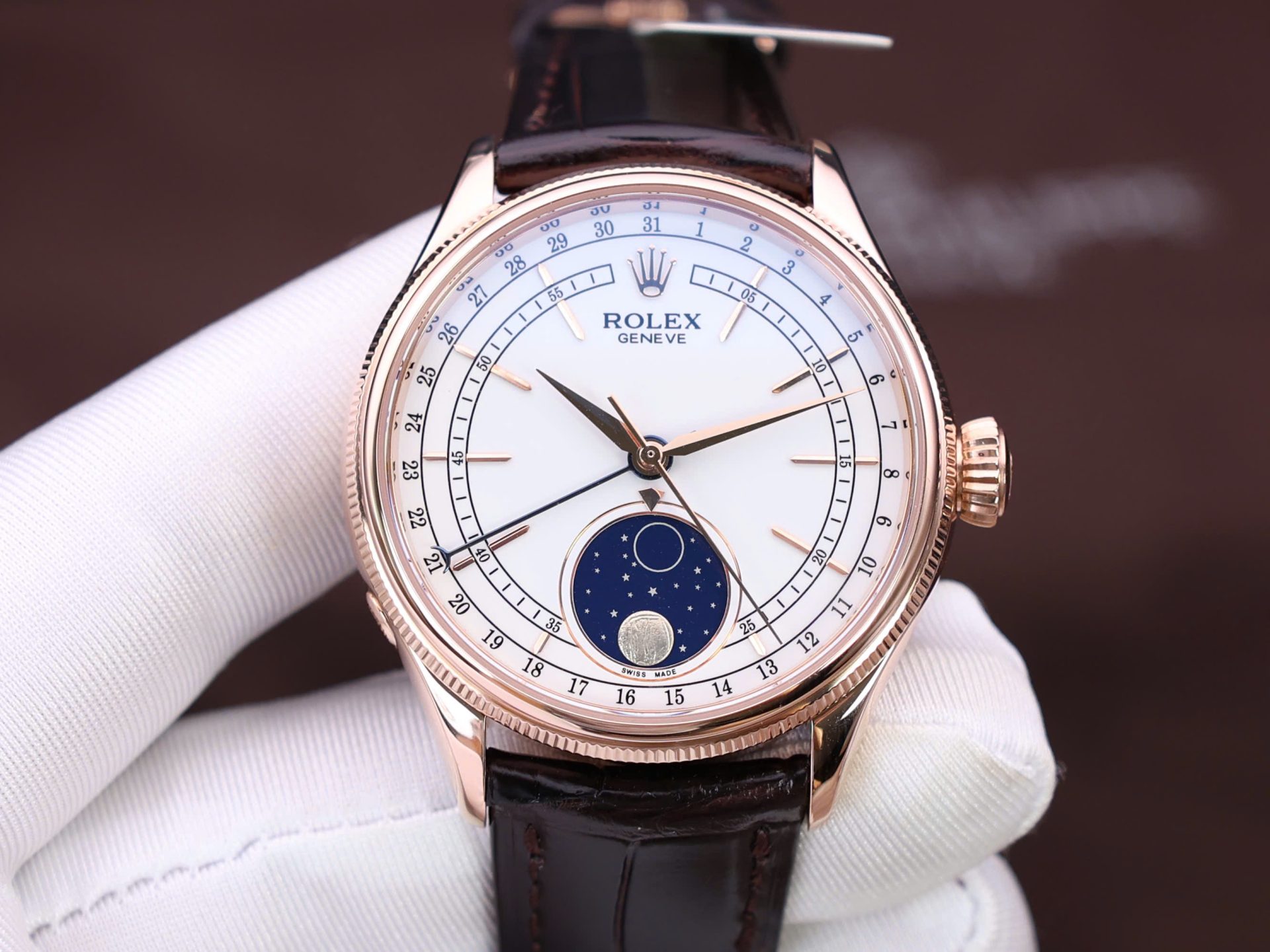 Rolex Cellini Moonphase Replica Watch Gold Wrapped KZ Factory 39mm - Top club